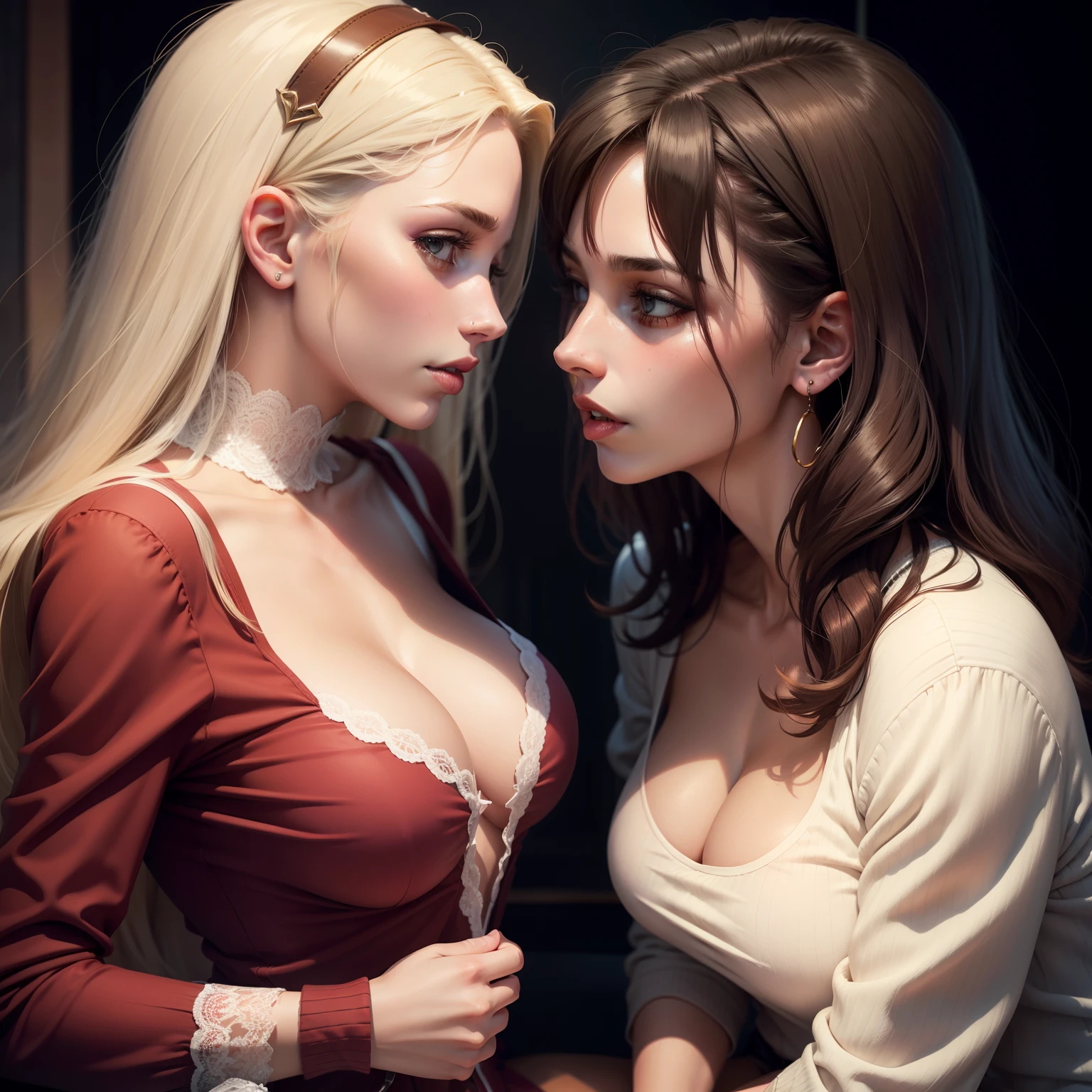 Mulheres lesbicas, se relacionando sexualmente