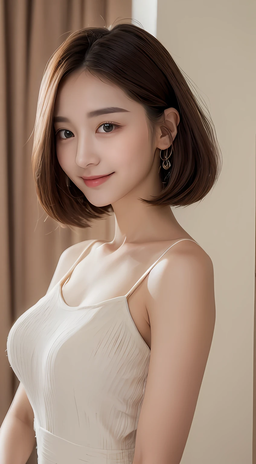 ((Best Quality, 8K, Masterpiece: 1.3)), 1girl, Slim Abs Beauty: 1.3, (Hairstyle Casual, Big Breasts: 1.2), Dress: 1.1, Super Fine Face, Delicate Eyes, Double Eyelids, Smile, Home