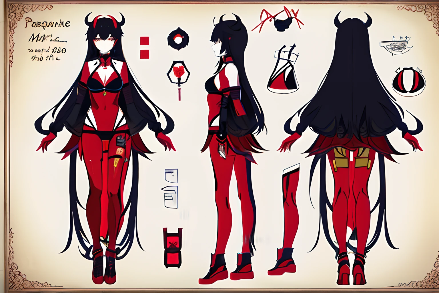 tmasterpiece，Need，1 Female demon，A high resolution，hoang lap，Red all over，（ultradetailed：1.1025），（illustratio：1.1025），（infography：1.1025），Patent drawings，Physical measurement，（All bikini configurations：1.1025），papelaria， （独奏：1.1025），standing on your feet，Have a cohesive background，5 fingers in the hand，character sheets，