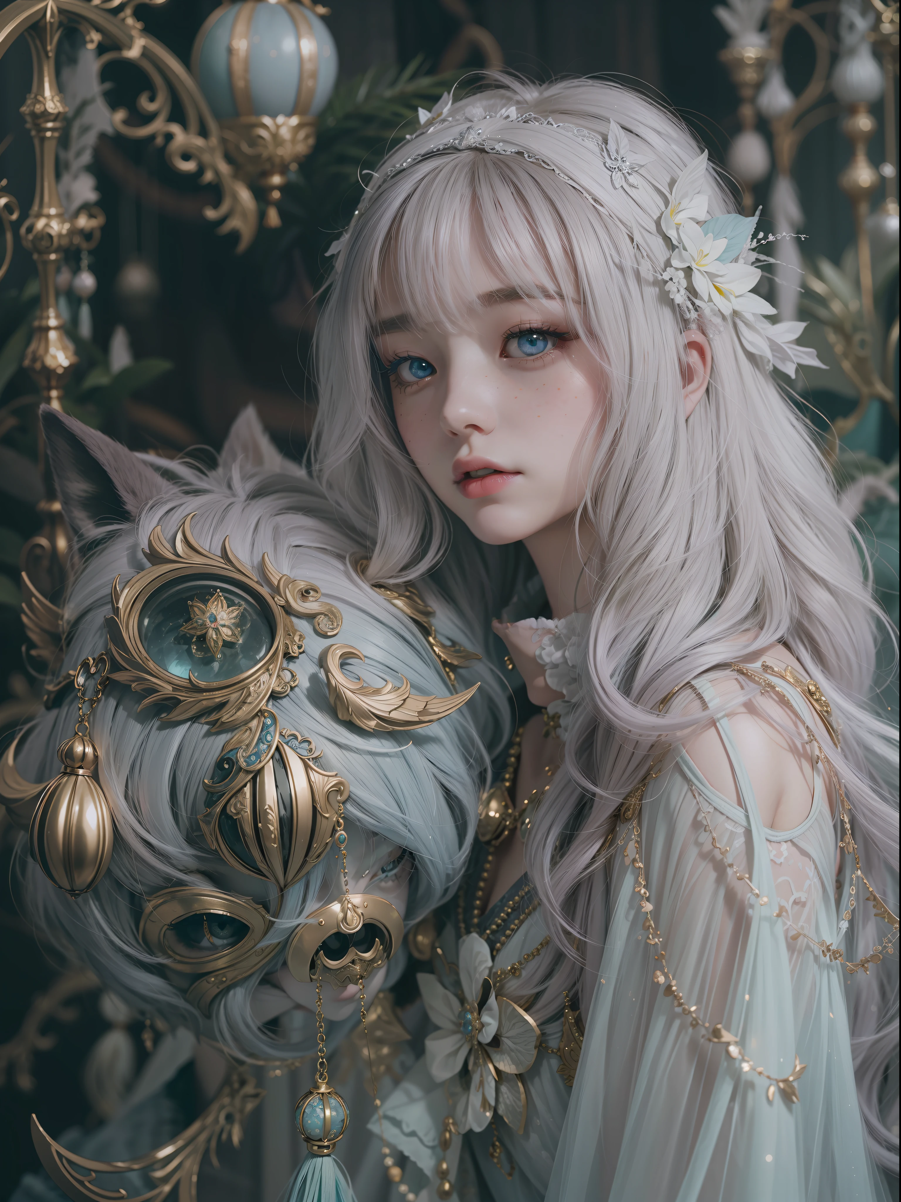 girl with(独奏)、Photo、Fantastical、(Loretta Luxe:1.3)、PastelColors:、hitornfreckles、surrealism:1.1、Spooky ornament、Low contrast:1.2、ultra-detailliert、8K、perfect eyes、Photo:1.9,