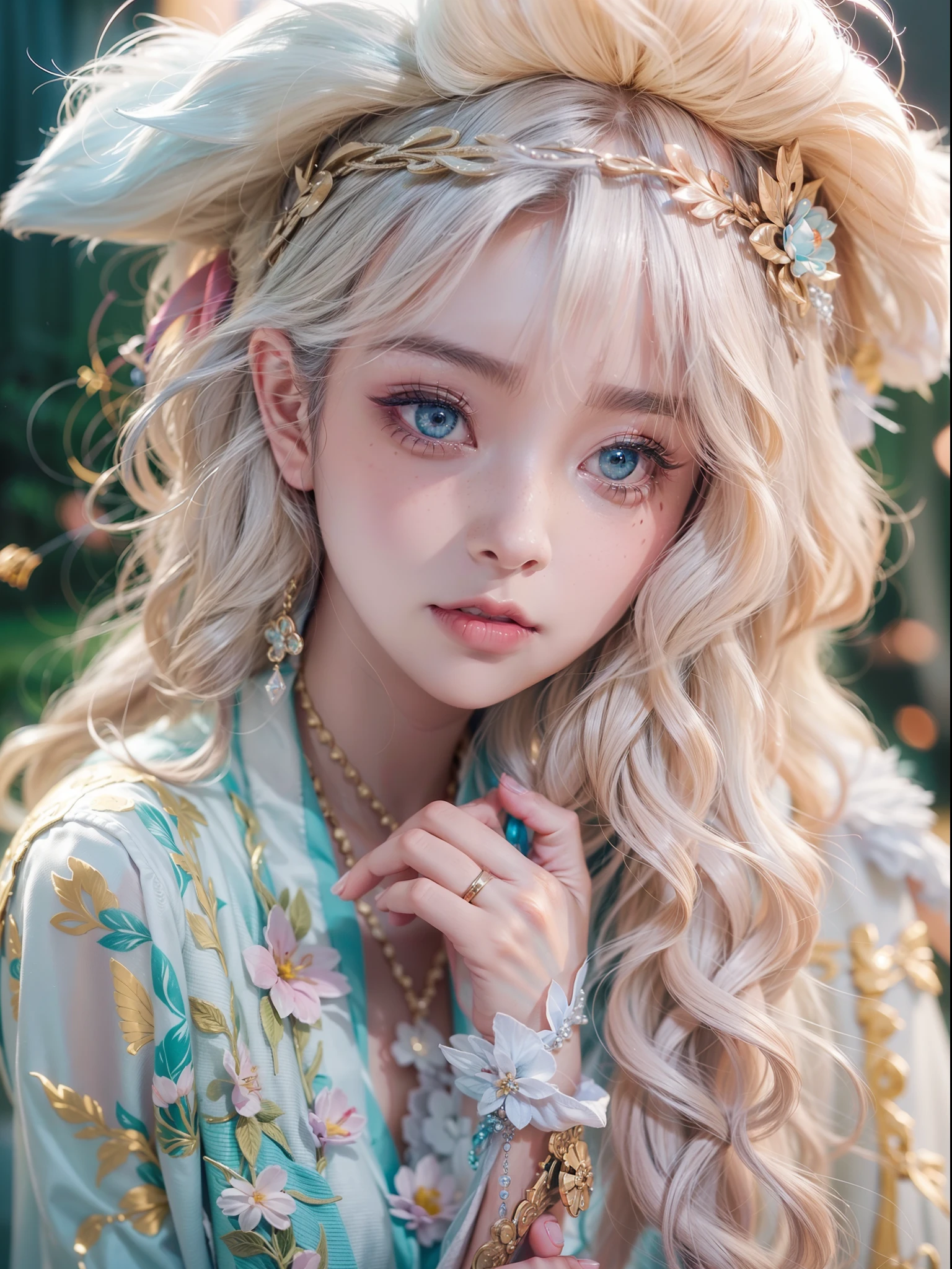 girl with(独奏)、Photo、Fantastical、(Loretta Luxe:1.3)、PastelColors:、hitornfreckles、surrealism:1.1、Low contrast:1.2、ultra-detailliert、8K、perfect  eyes、Photo:1.9, Simple costumes、