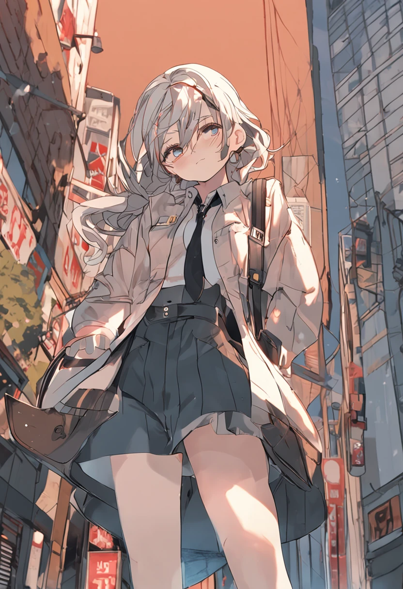 masutepiece, Best Quality, Illustration, Ultra-detailed, finely detail, hight resolution, 8K Wallpaper, Perfect dynamic composition, Beautiful detailed eyes, doress,Medium Hair, mid-chest, Natural Color Lip, Random and sexy poses,Smile,Aoyama Street Walk、20 years girl、Rear view