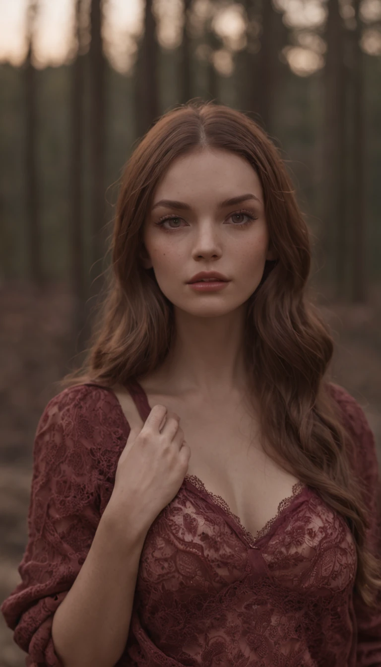 (​masterpiece, high detal, absurderes, Raw photo:1.2), 1girl, Campfire in the dark forest at night, Girl in underwear at a bonfire,