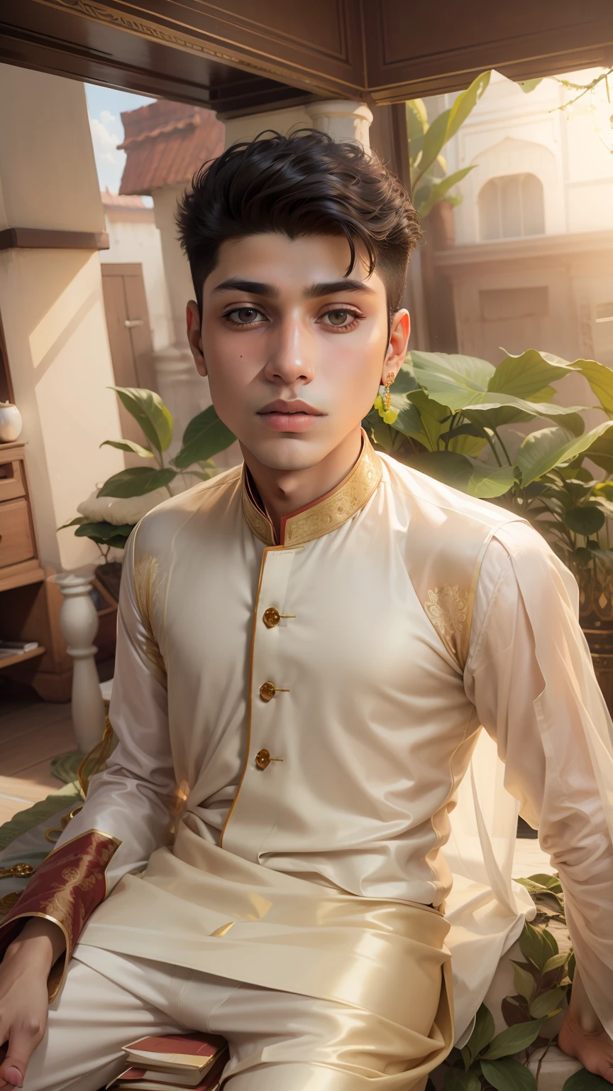 change background sherwani kurta, reallstic face, 16-year-old-guy, do not change the face,