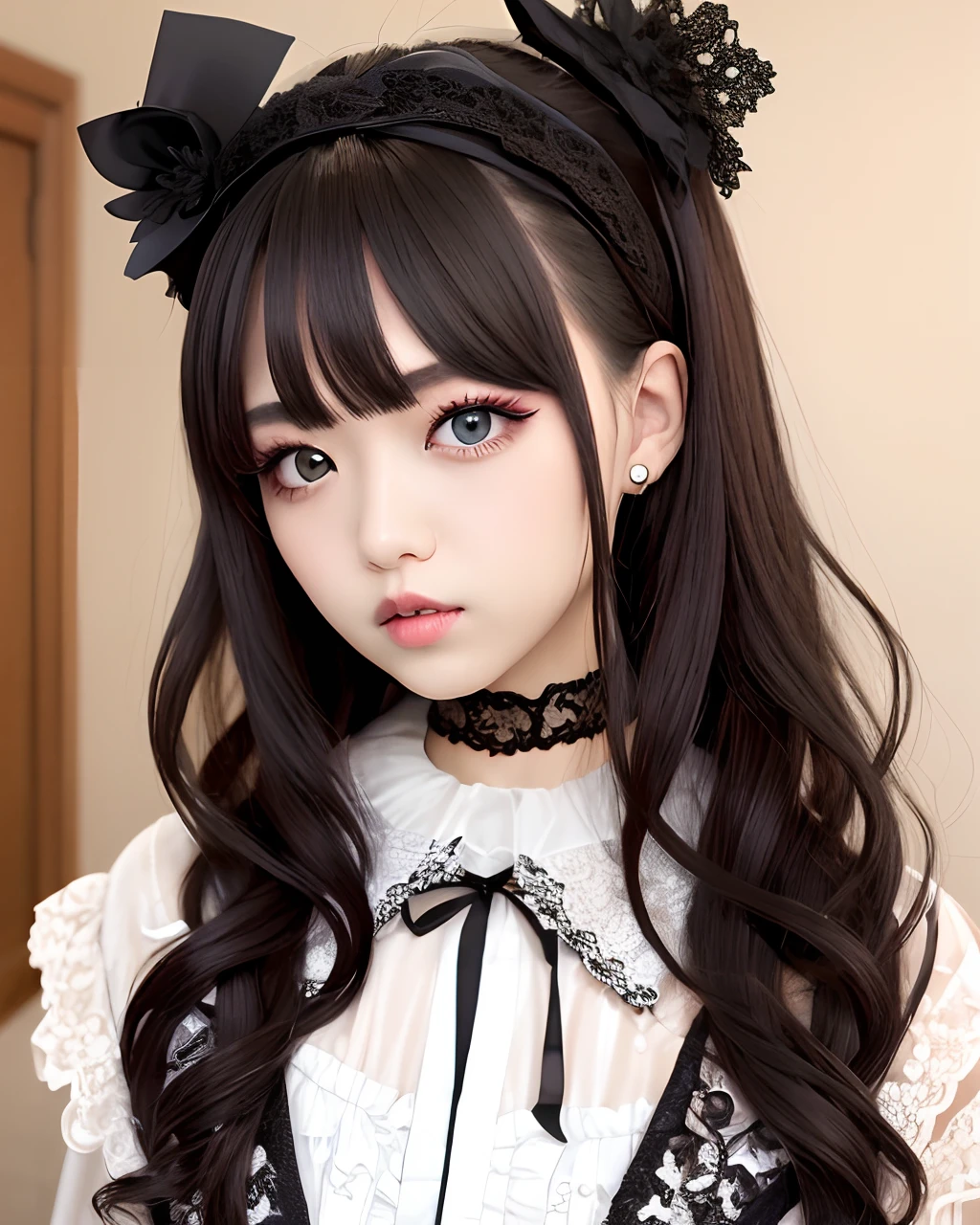 Beautiful woman with wavy long hair
Japan Double Eyelid ta Fashion