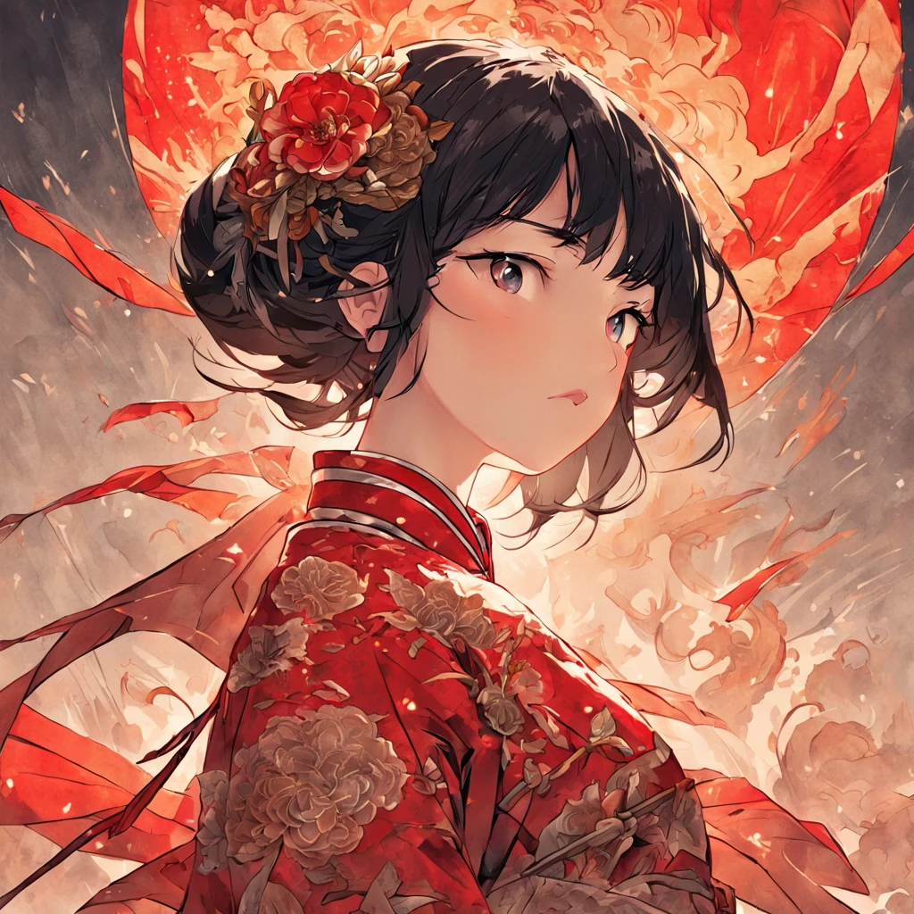 (White background:1.4),(Silhouette of a woman, Eyes closed, Black hair, Oriental elements，Costumes of the Chinese Red Army)，(Chinese illustration:1.3，paper art:1.3, Quilted paper art:1.2),( combat scene, Clear lines, High sharpness,Best quality, Very detailed, Masterpiece, movie light effect, 4K )