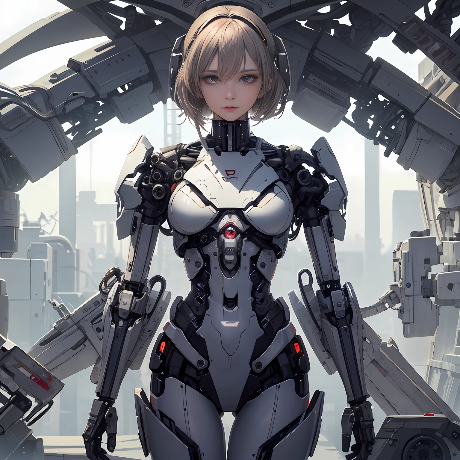(original) , (very detailed wallpaper) , very detailed illustrations, (1 Girl) , beautiful eyes, (delicate face) , perfect detail, ((mechanical parts)), mechanical spine, mechanization, future, wide hips, laboratory, ((mecha)), stylish energy \(module\), repairing, (best lighting) , (super complex detail) , 4K Unity, (super detailed CG: 1.2) , (8K: 1.2) , lifelike,
