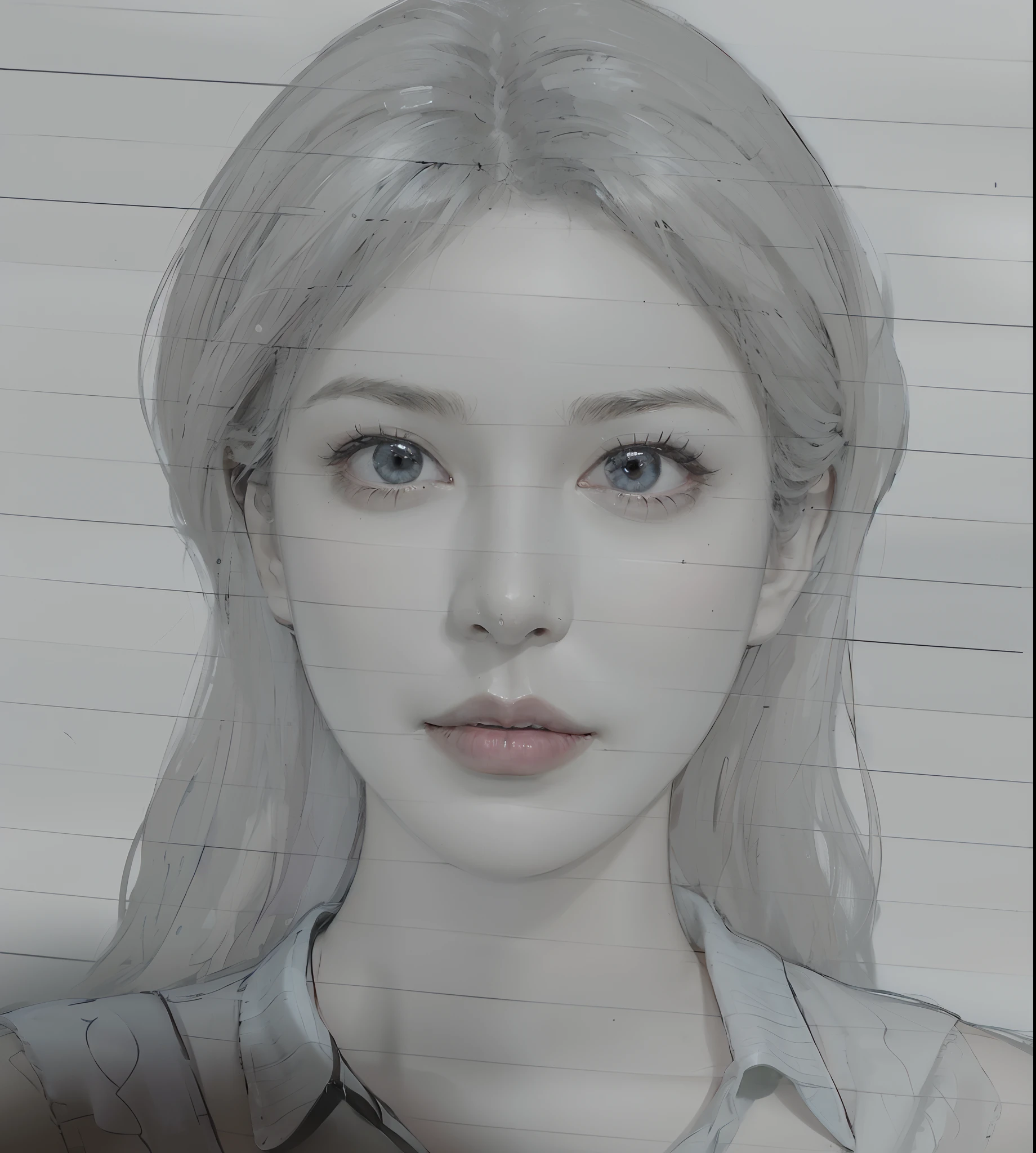 Hyperrealist portrait of female by david hockney and alphonse mucha,fantasy art, photo realistic, dynamic lighting, artstation, poster, volumetric lighting, very detailed faces, 4 k, award winning,, 1girl, in the dark, deep shadow, low key,cowboy shot,(official clothing:1.4) ,long hair,white hair,