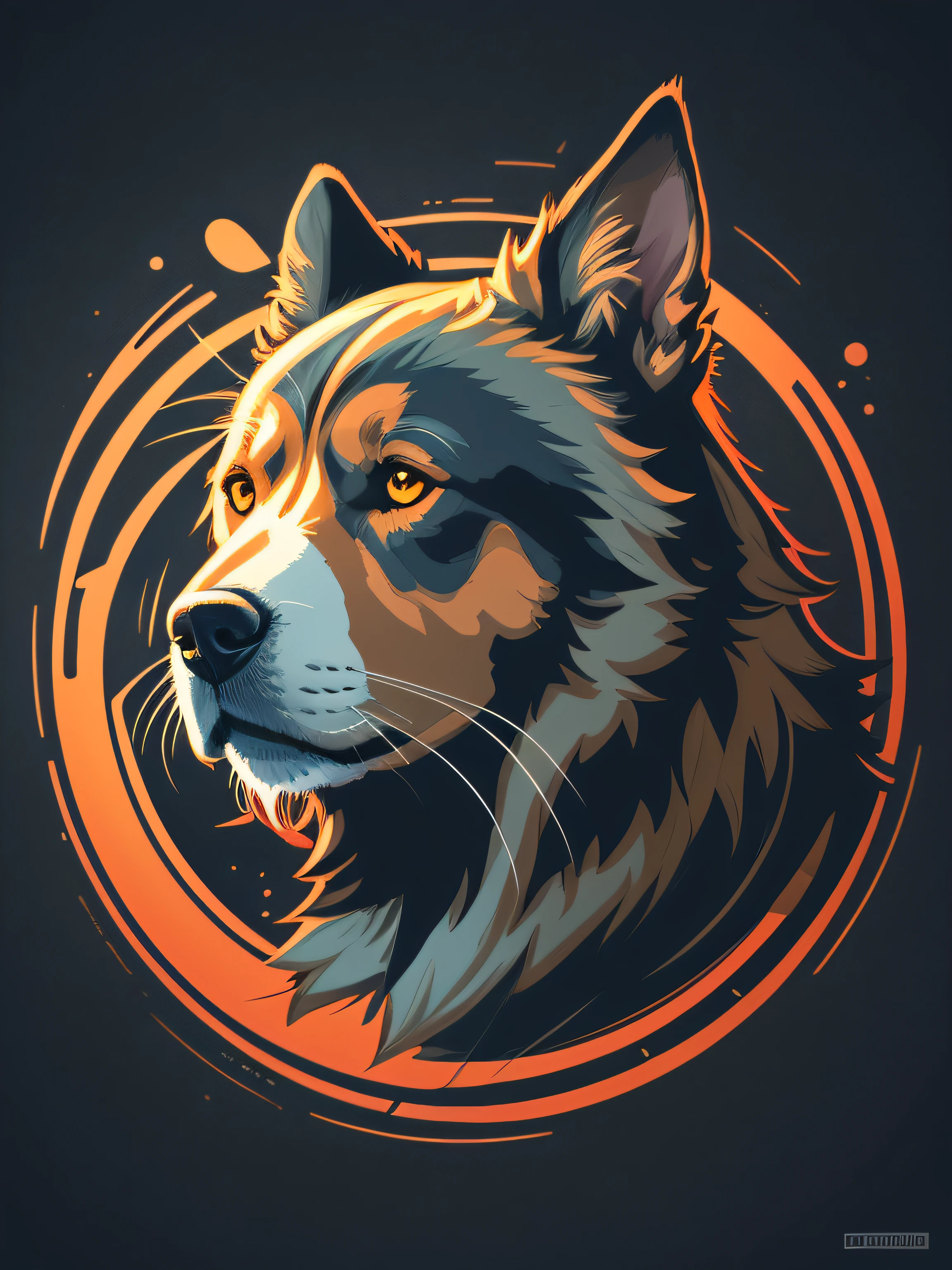 [brown dog] Heraldic silhouette, logo masking style illustration, by dan mumford, by greg rutkowski, by james jean, black background, fantasy art, mysterious, realistic, majestic, rich vibrant colors, high contrast, seamless water brand, artstation, deviantart, dribble, redbubble, teepublic, sharp focus, simple, hyper detailed, detailed drawing, vectorize, outline, isometric style, 8k."