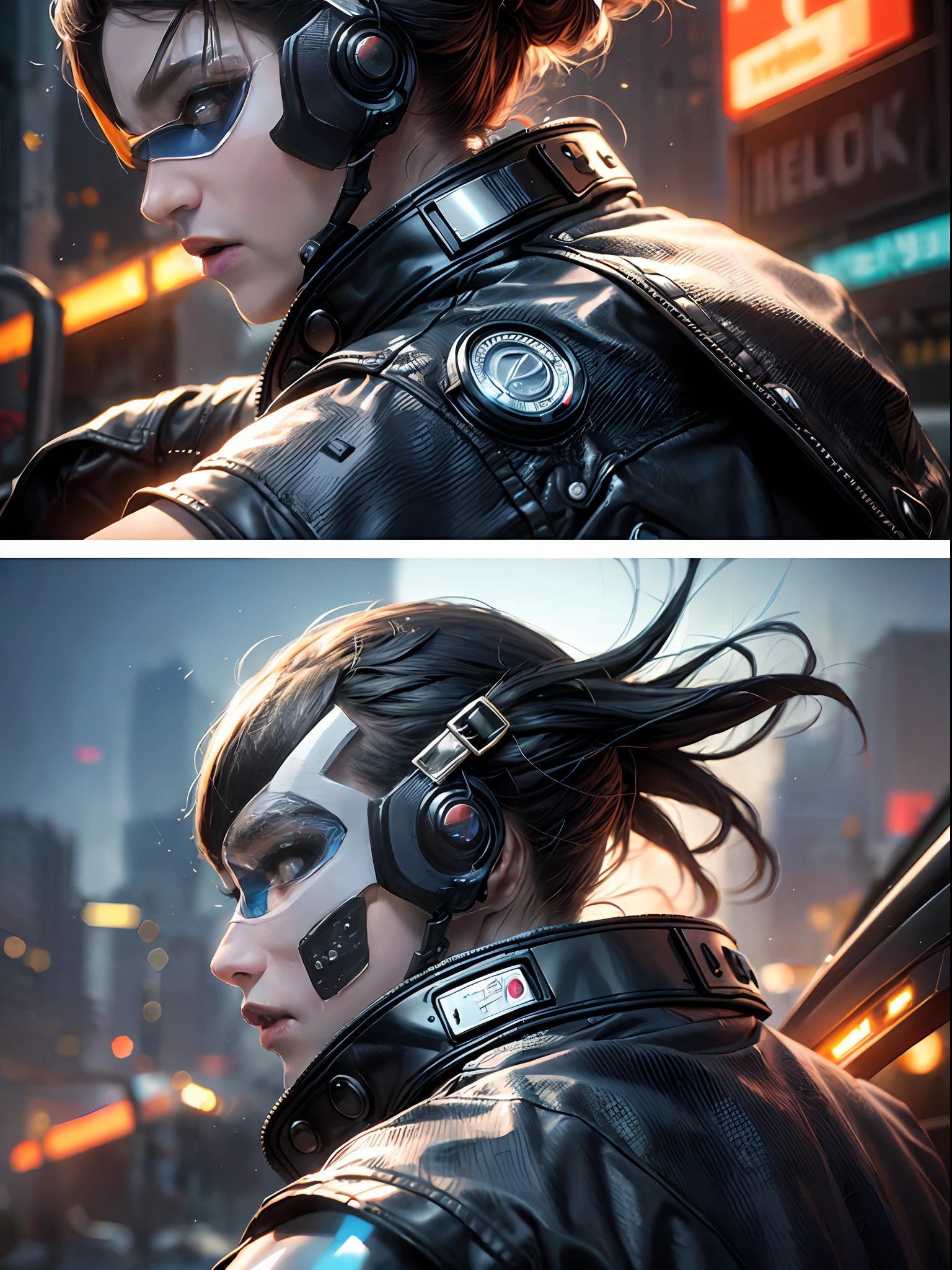 cyber punk ghost rider,(top-quality、8K、32K、​masterpiece)、(The ultra -The high-definition)、(Photorealsitic:1.4)、Raw photography、The upper part of the body, actionpose:1.2,Detailed cyberpunk fashion、World of Cyberpunk,depth of fields,blurry backround,、