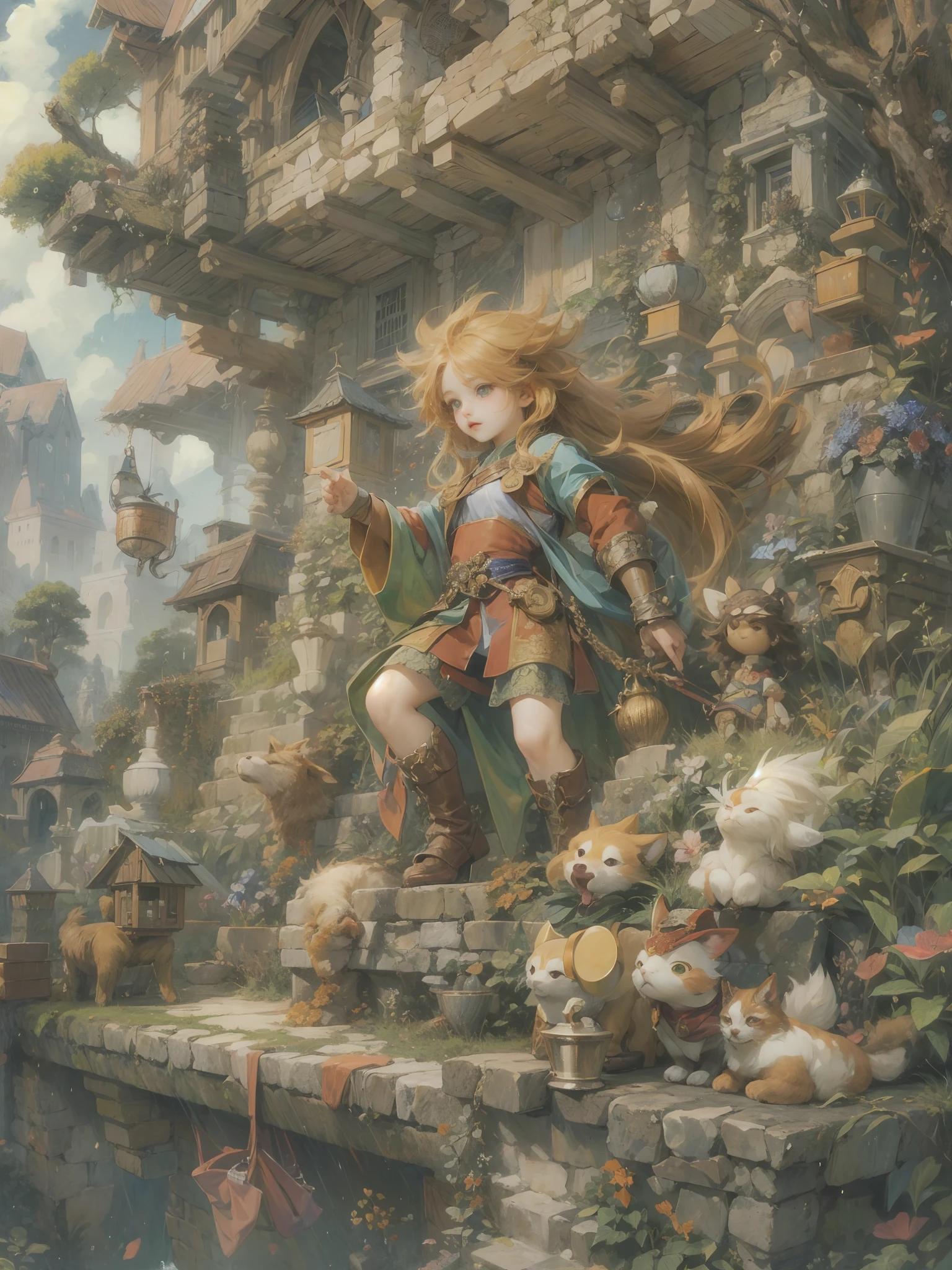 (absurdres, highres, ultra detailed, HDR), masterpiece, best quality, legend of mana character, detailed character