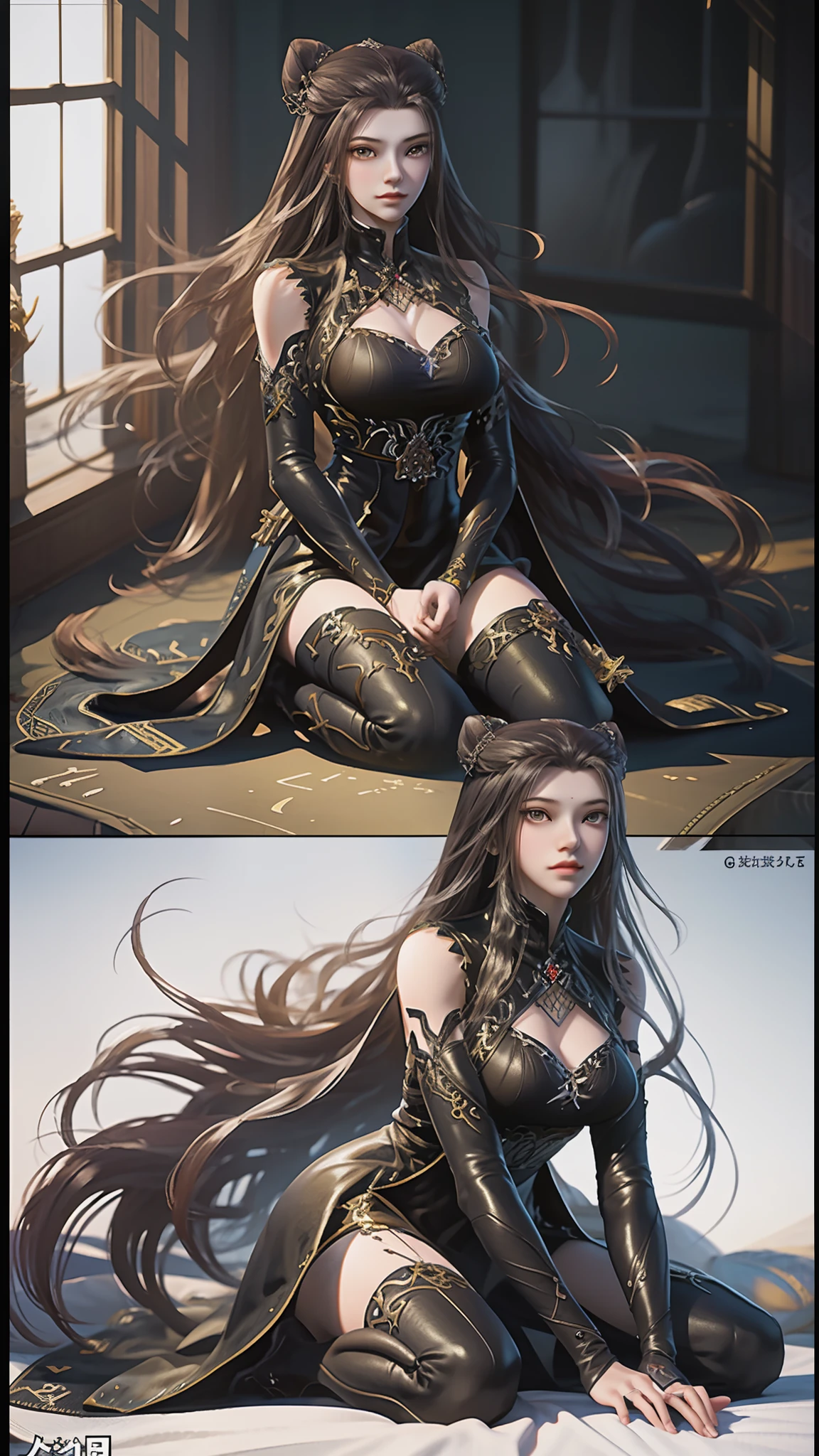 Anime woman kneeling on blanket, concept-art：Hero, Trend of CGsociety, Fantasy art, Guviz-style artwork, Guviz, Smooth anime CG art, Keqing from Genshin Impact, Ruan Jia and Artgerm, full-body xianxia, flowing magical robe