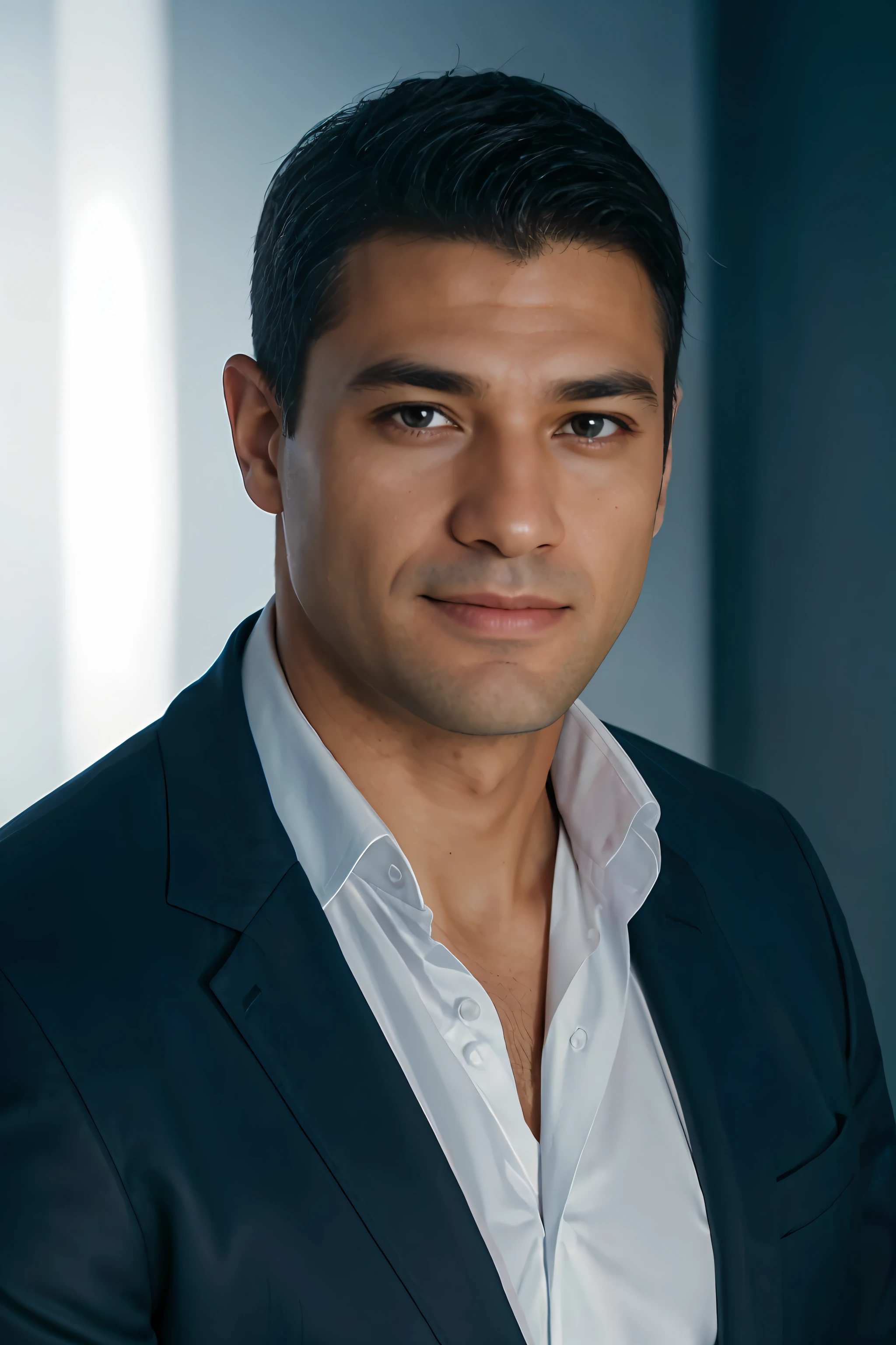 8k Linkedin professional photo of a man in a suit with studio lighting, bokeh, corporate portrait headshot photograph best corporate photo winner, meticulous detail, hyperrealistic, centered uncropped symmetrical beautiful.