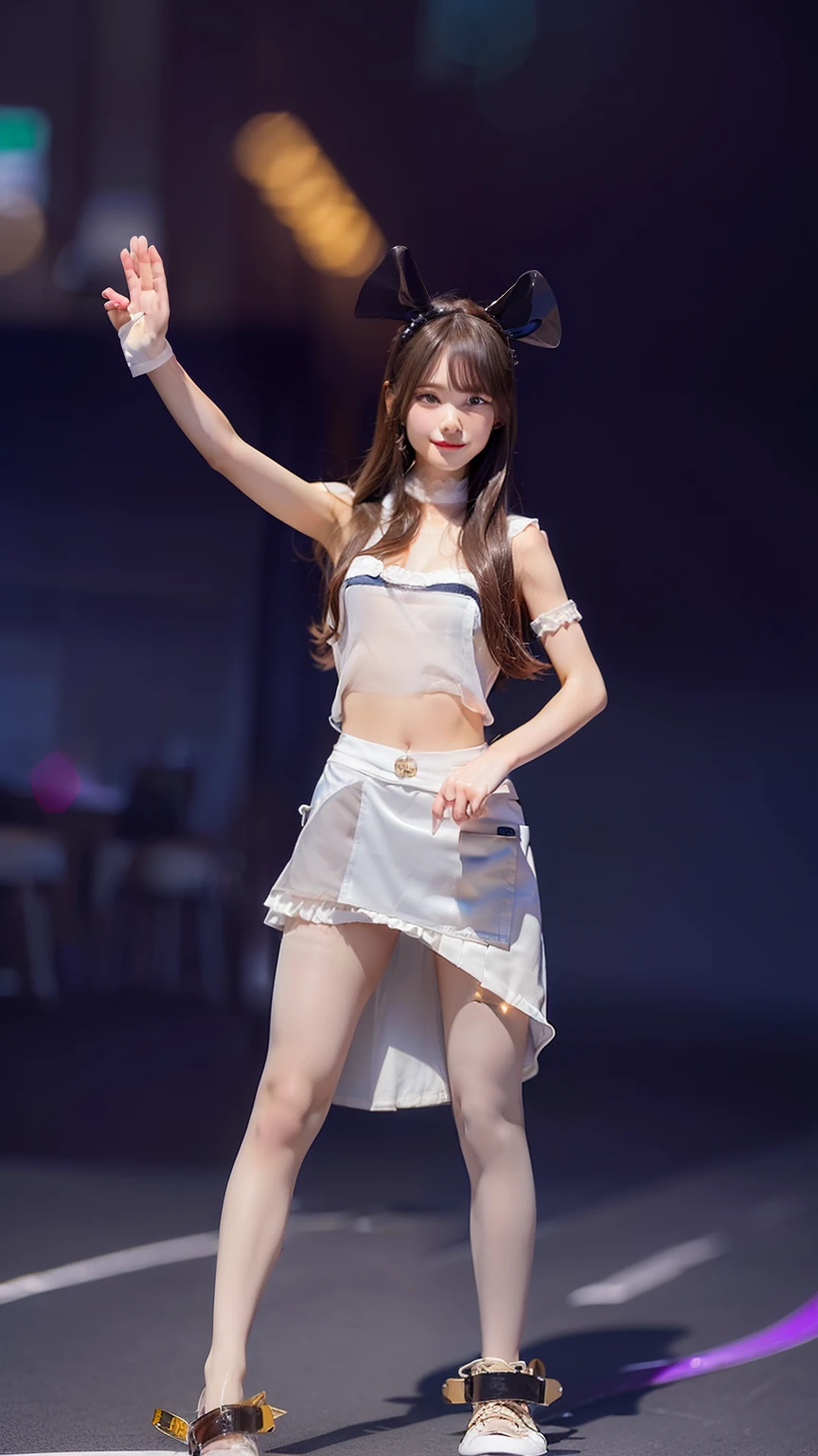 ((Best quality, 8K, Masterpiece :1.3)), (Sharp focus),(( Perfect figure: 1.4, Slim abs :1.1, Highly detailed face and skin texture, Detailed eyes, Detailed body, Double eyelids)), ((The eyes of a doe:1.2)), (Dark brown hair), (Layered hair), Perfect body, (big breast:1.2),(Small transparent apron:1.5), (fullbody naked), (At the coffee shop), (flustered), (Wear miniskirts:1.4), (Wear pantyhose), Smile, holding tray