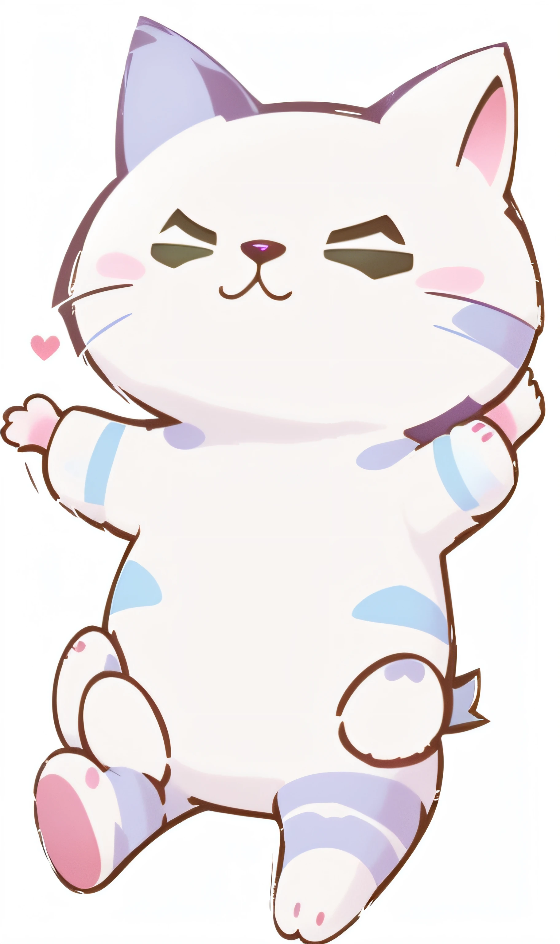 A cartoon cat sits on its back,Open paws, merged character, Kawaii cat, uncompressed png, edgBunny_Character, this character has cryokinesis, anime visual of a cute cat, character is covered in liquid, kawaii cutest sticker ever, clear cute face, fat chibi grey cat, soft but grumpy, cute anthropomorphic bunny