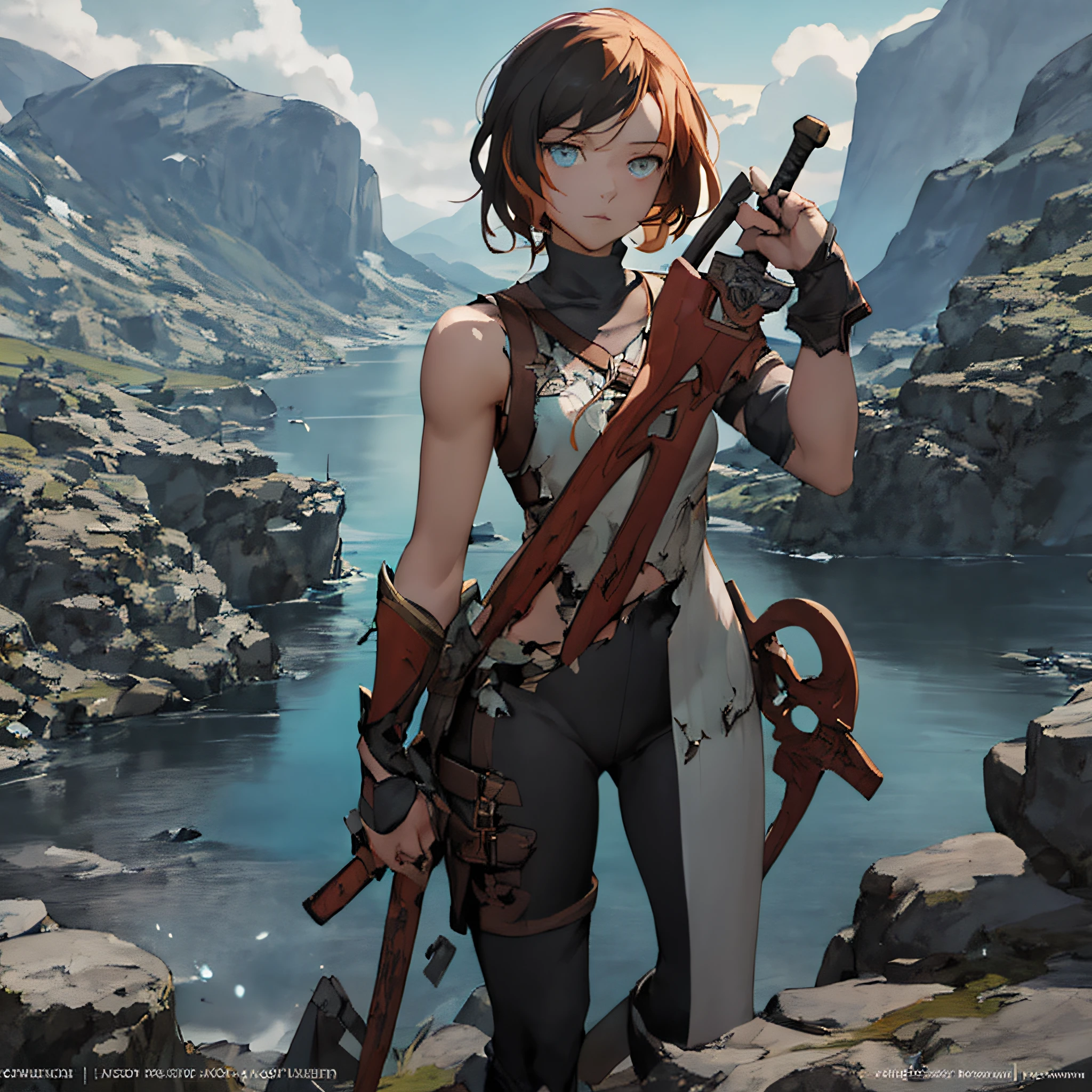 Anime – image in the style of a woman with a sword standing on a cliff overlooking the lake, cushart krenz key art feminine, artgerm and atey ghailan, 2. 5 d cgi anime fantasy artwork, epic fantasy digital art style, digital 2d fantasy art, epic fantasy art style, Detailed Digital Anime Art, detailed digital 2d fantasy art