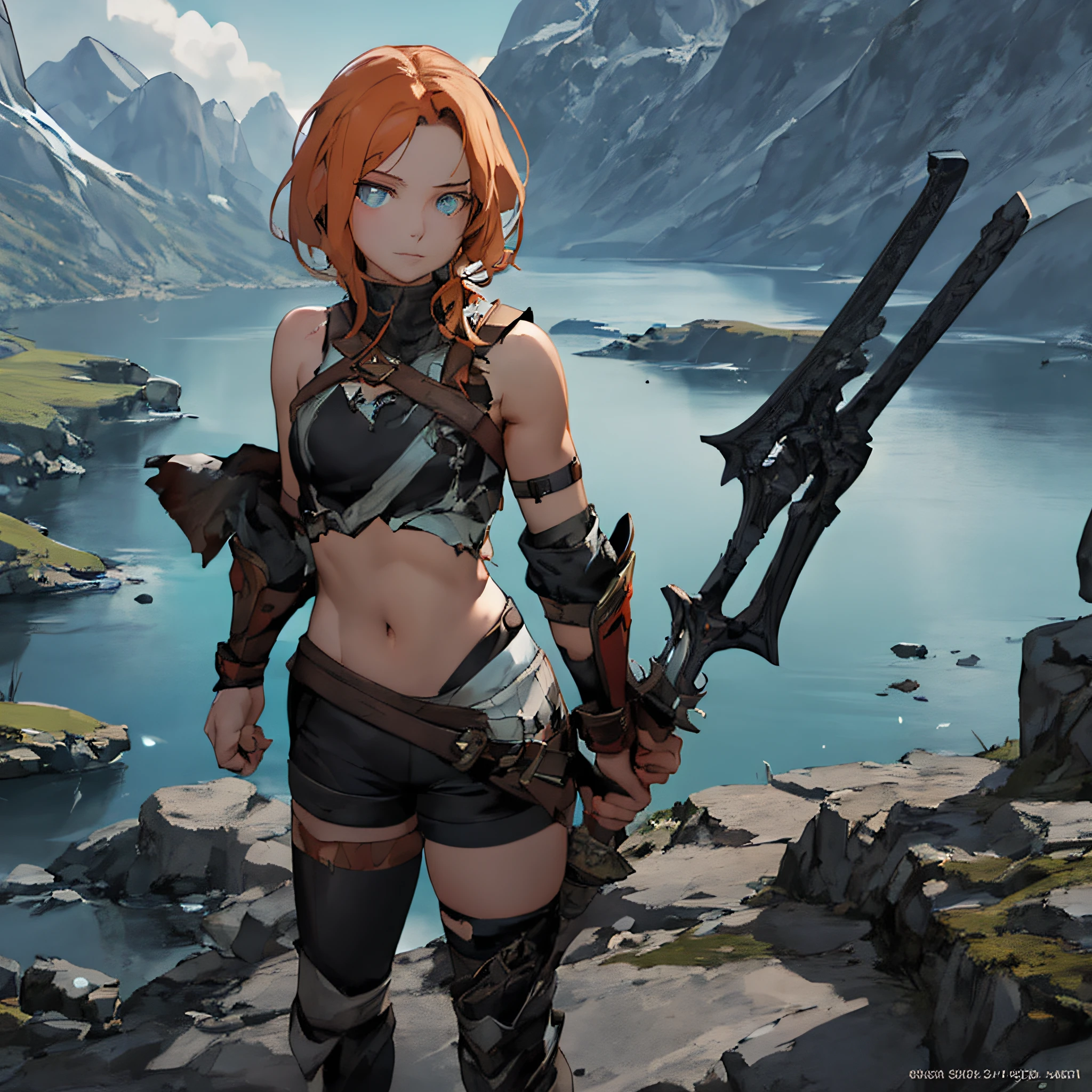Anime – image in the style of a woman with a sword standing on a cliff overlooking the lake, cushart krenz key art feminine, artgerm and atey ghailan, 2. 5 d cgi anime fantasy artwork, epic fantasy digital art style, digital 2d fantasy art, epic fantasy art style, Detailed Digital Anime Art, detailed digital 2d fantasy art