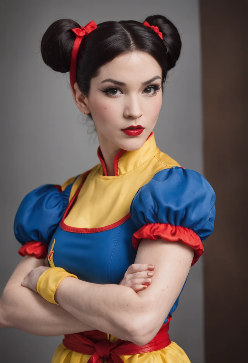 portrait, Snow White as street fighter character, super nintendo, Chun Li