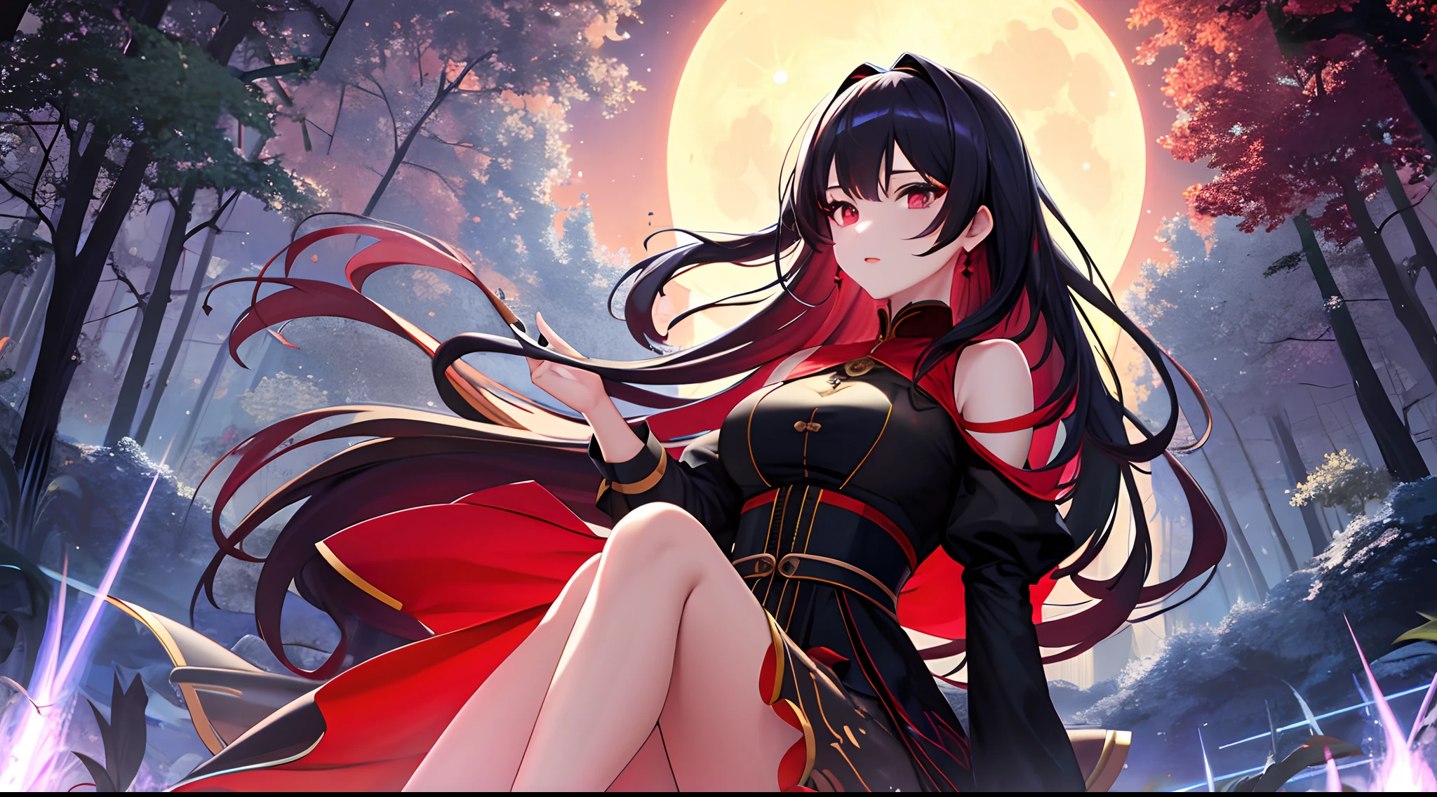 (最high quality、High resolution、Textured skin、high quality、Caution about scars、Precise CG unification、Detailed Background)、((Turn around))、(Standing in front of the full moon)、Game CG、Legion、More than one person