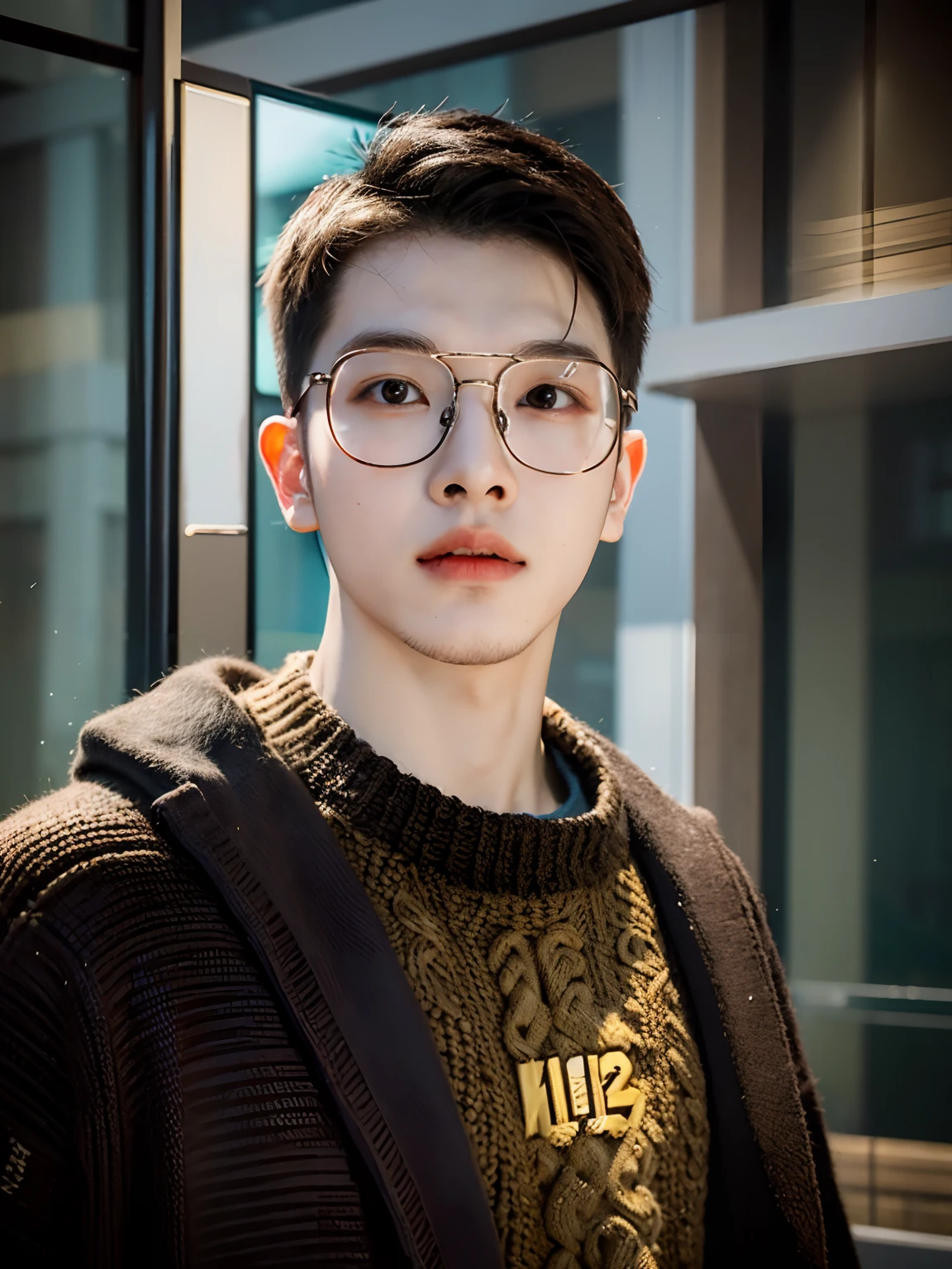 There is a man wearing glasses and a sweater posing for a photo, yanjun cheng, professional profile picture, xintong chen, xision wu, wenjun lin, Cai Xukun, headshot profile picture, Lin Qifeng, Li Zixin, steve zheng, 2 7 years old, 2 8 years old, yihao ren, 2 3 years old