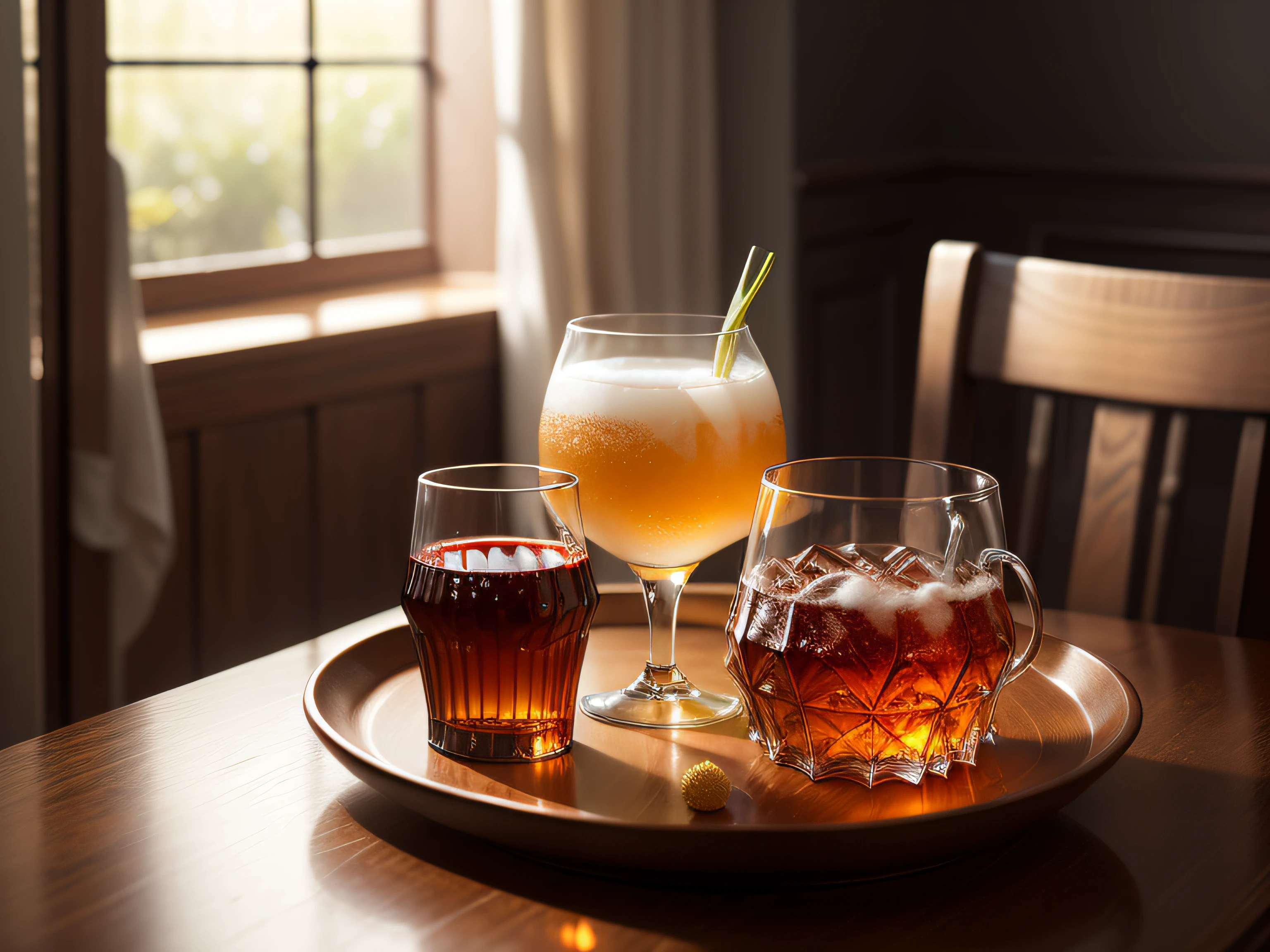 A vibrant collection of glassware, rendered with a realistic texture and a glossy sheen.