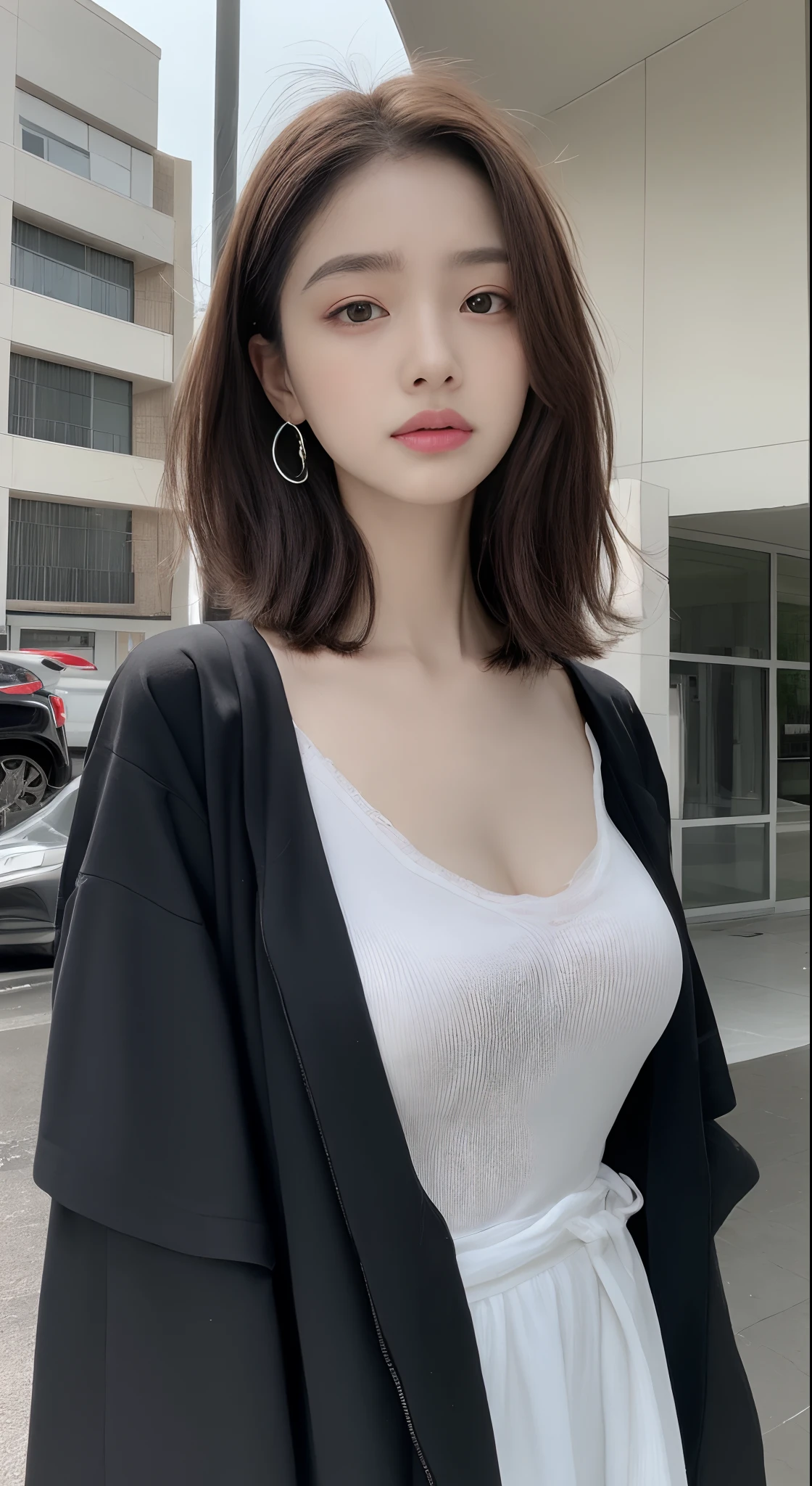 ((Best Quality, 8K, Masterpiece:1.3)), Focus: 1.2, Perfect Body Beauty: 1.4, Buttocks: 1.2, ((Layered Haircut, Breasts: 1.2)), (Wet Clothes: 1.1) , (Rain, Street:1.3), Bandeau Dress: 1.1, Highly Detailed Face and Skin Texture, Delicate Eyes, Double Eyelids, Whitened Skin, Long Hair