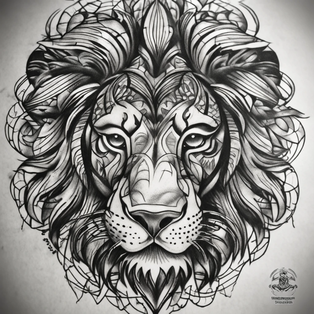 Chicano tattoo、Lion tattoo、Black and gray tattoo、graffiti style drawing done with pencil,sketch