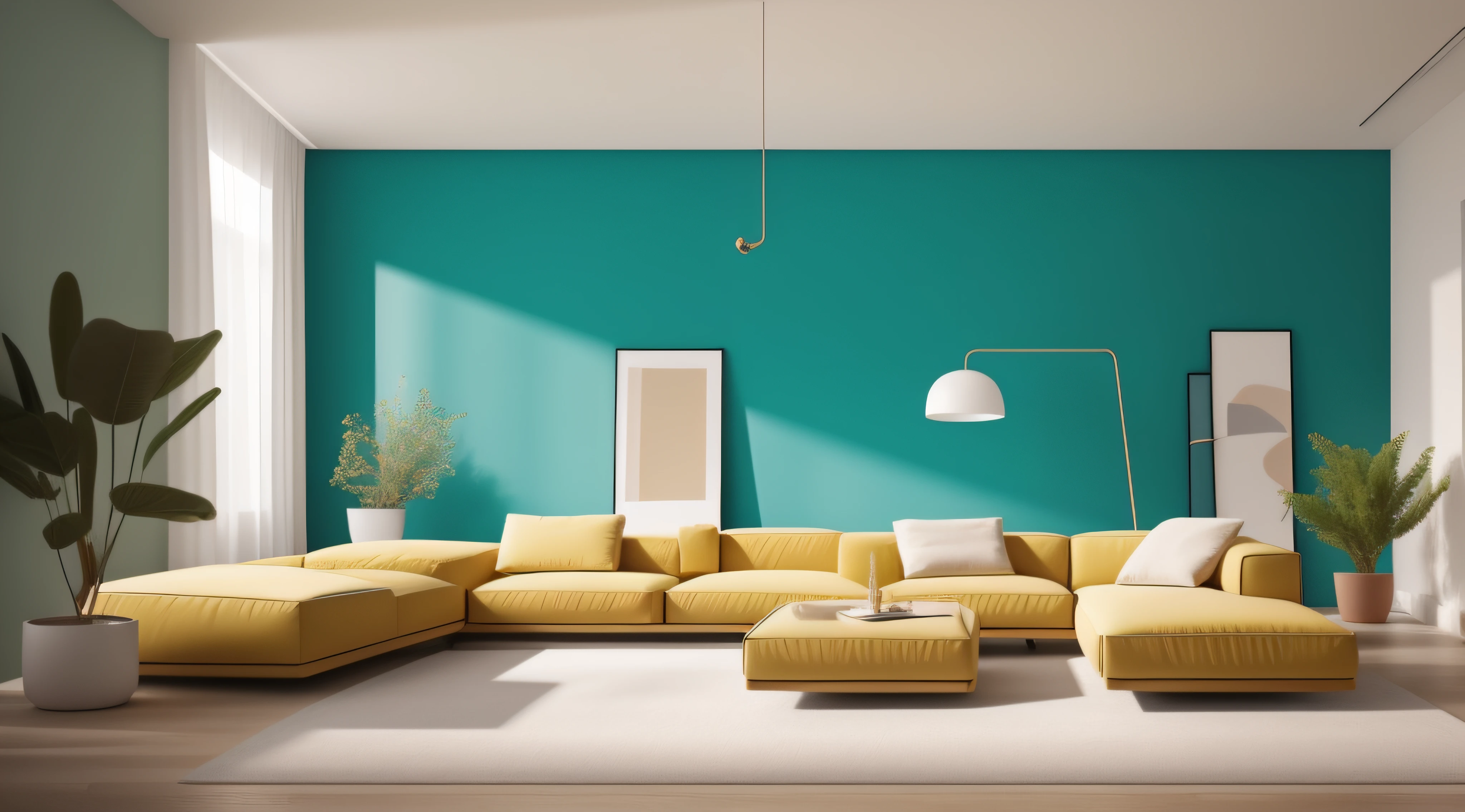 A minimalist wall with a bright color