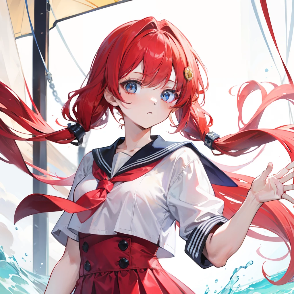 The red-and-yellow-haired maiden wore a sailor suit