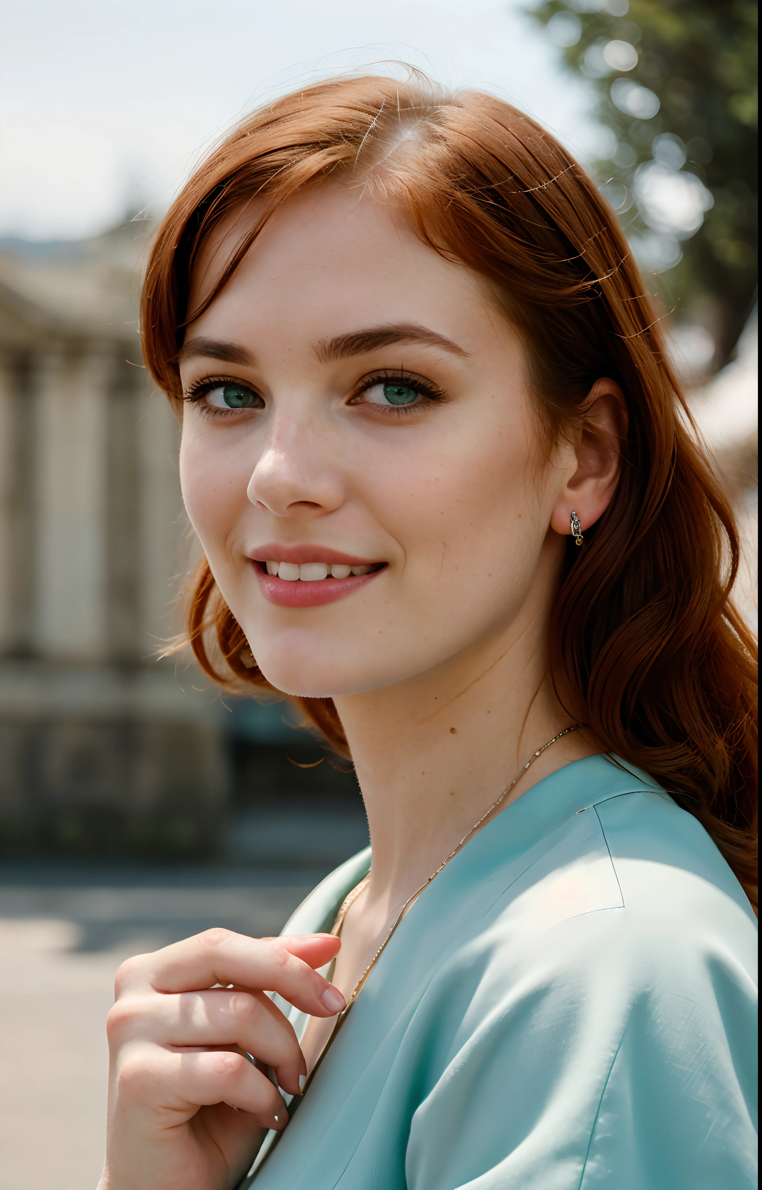 Hyper Realistic 8K, Woman with Heterochromia (One Blue and One Green Eye) ((18 Years)), Bold Pose, showing the middle finger ((Extremely Intense and Detailed Skin)), 16K, masterpiece, best quality, ultra-detailed, 1960s Era Landscape, Authentic Vintage Attire, ((intricate Detailed Reddish Hair)), Nostalgic Expression, Period-appropriate Atmosphere, Vintage Selfie Moment, Charming Smiles, Iconic Surroundings, Retro Aesthetic, Timeless Beauty, Authentic Representation of the 1960s, Stylish Outfit, Time-Tested Clothing, Vintage Charm, Era-specific Cultural Elements, Captivating Scenery, Vintage Lighting, Crisp Details, Realistic Textures, Meticulous Historical Accuracy, Subtle Color Grading, Artistic Excellence, Nostalgic Beautyshadows, contrast, clear sky, style, (warm hue, warm tone:1.2), cinematic light, sidelighting, ultra high resolution, best shadow, RAW, Canon EOS 5D Mark IV Cam ,upper