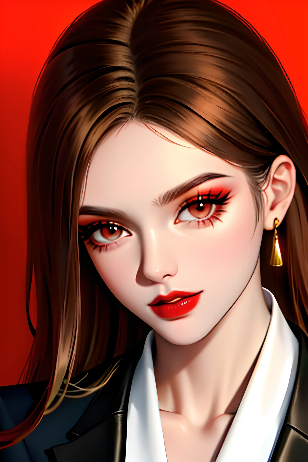 Andreja Pežić, Brown hair, Red Lipstick, Light eyebrows