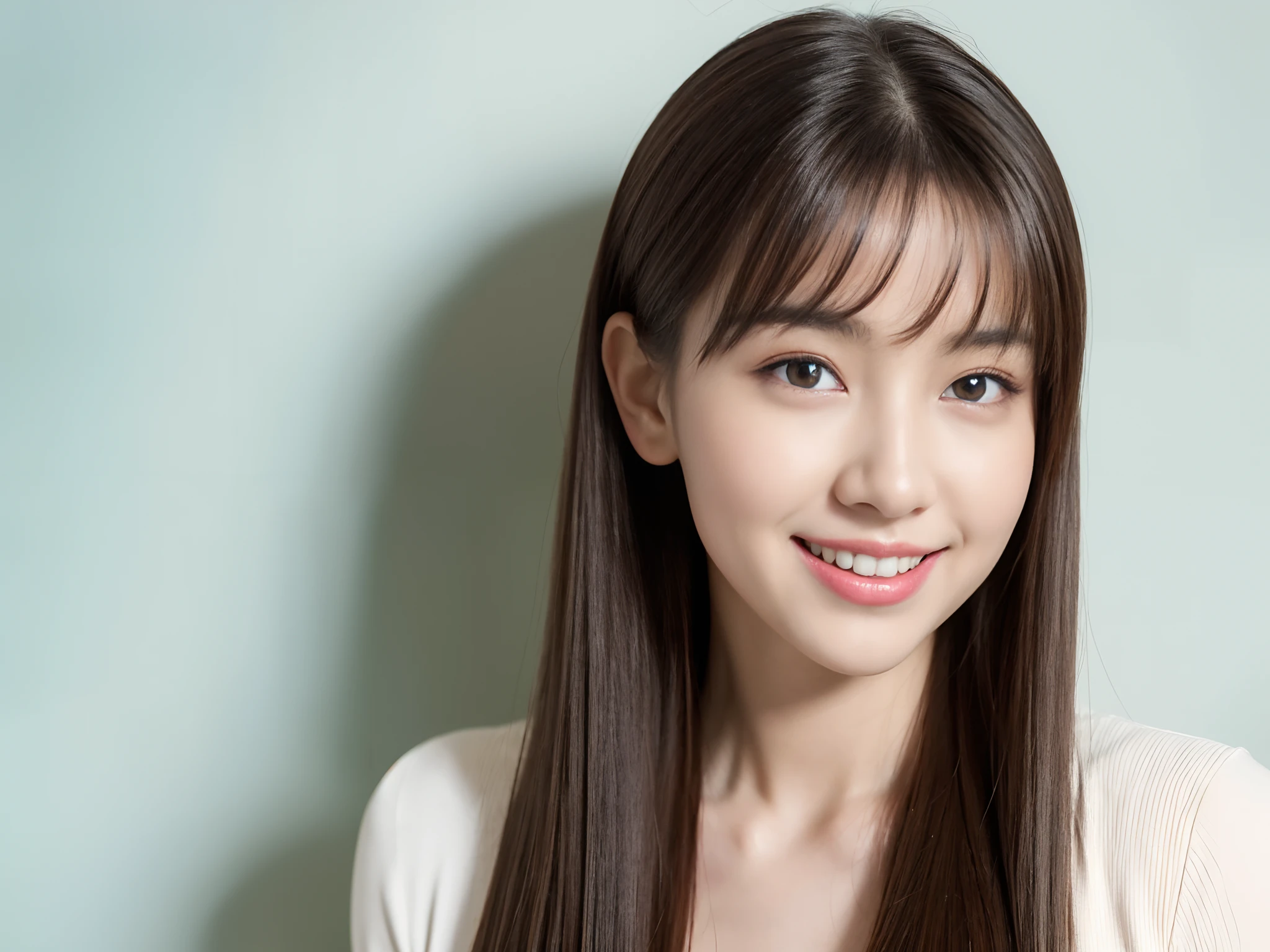 Brown Hair,Medium Hair,20-year-old female, Small nose, With the correct face, Cute natural smile, Japanese facial features, A clean and cute face, Cute realistic portrait, Asian Face, 8K Photo, Soft Makeup,Natural skin texture,Raw photo,highest quality,Full Body Shot,karaoke