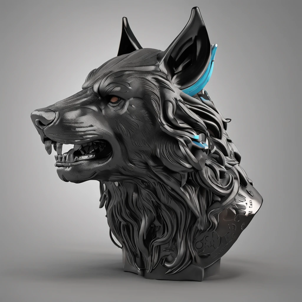lobo preto desenho 3d estilo filme buck