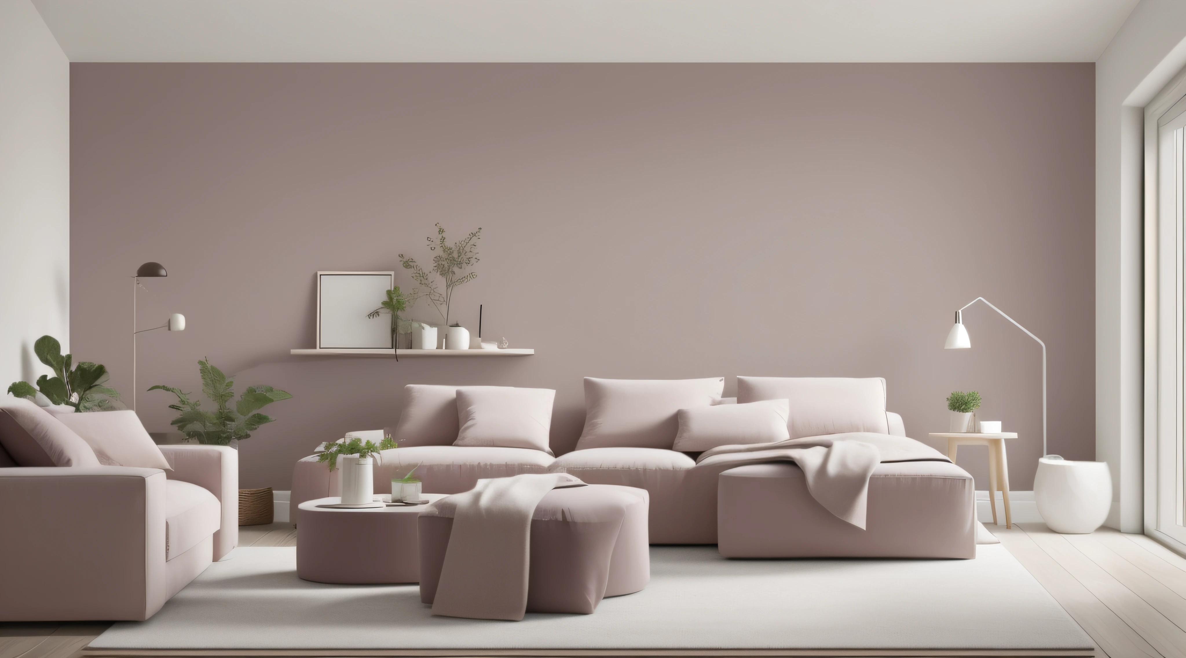 (A minimalist wall with a soothing French mauve color)
