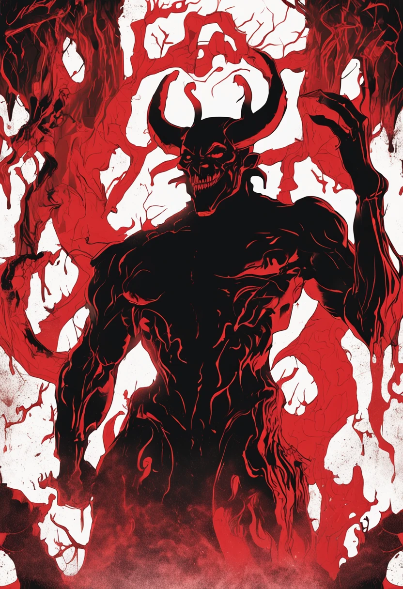 Human silhouette Red demon smile