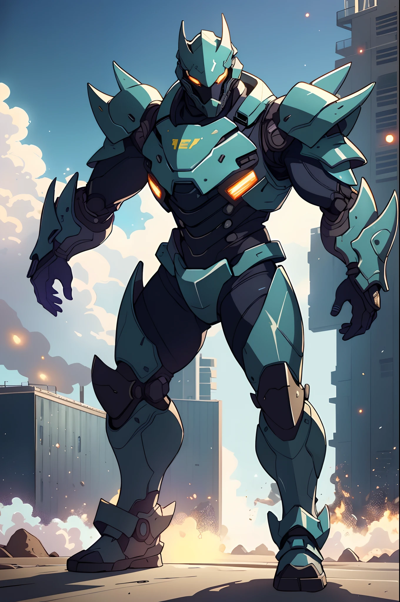 A high-tech combat armor suit inspired by Godzilla concept, Godzilla concept biotech battle armor, (Natural light, professional lighting:1.2, cinematic lighting:1.5, best shadow), (masterpiece:1.5), high definition, best quality, ultra-detailed, extremely delicate, anatomically correct, creativity, RAW photo, unreal engine 5, High-tech armored suits, psychedelic details, BiophyllTech, (add electric power around), fantasy, ultra intricately detailed, Ultra-complex design, A bio-sensitive high-tech battle armor suit infused with Godzilla characteristics, The angular design on the body is illuminated and the display is charging, (energy waves, Energy particles), octane render, perfect images quality, realistic, sure real, full hd, 32k, ((character concept art)), full body character drawing