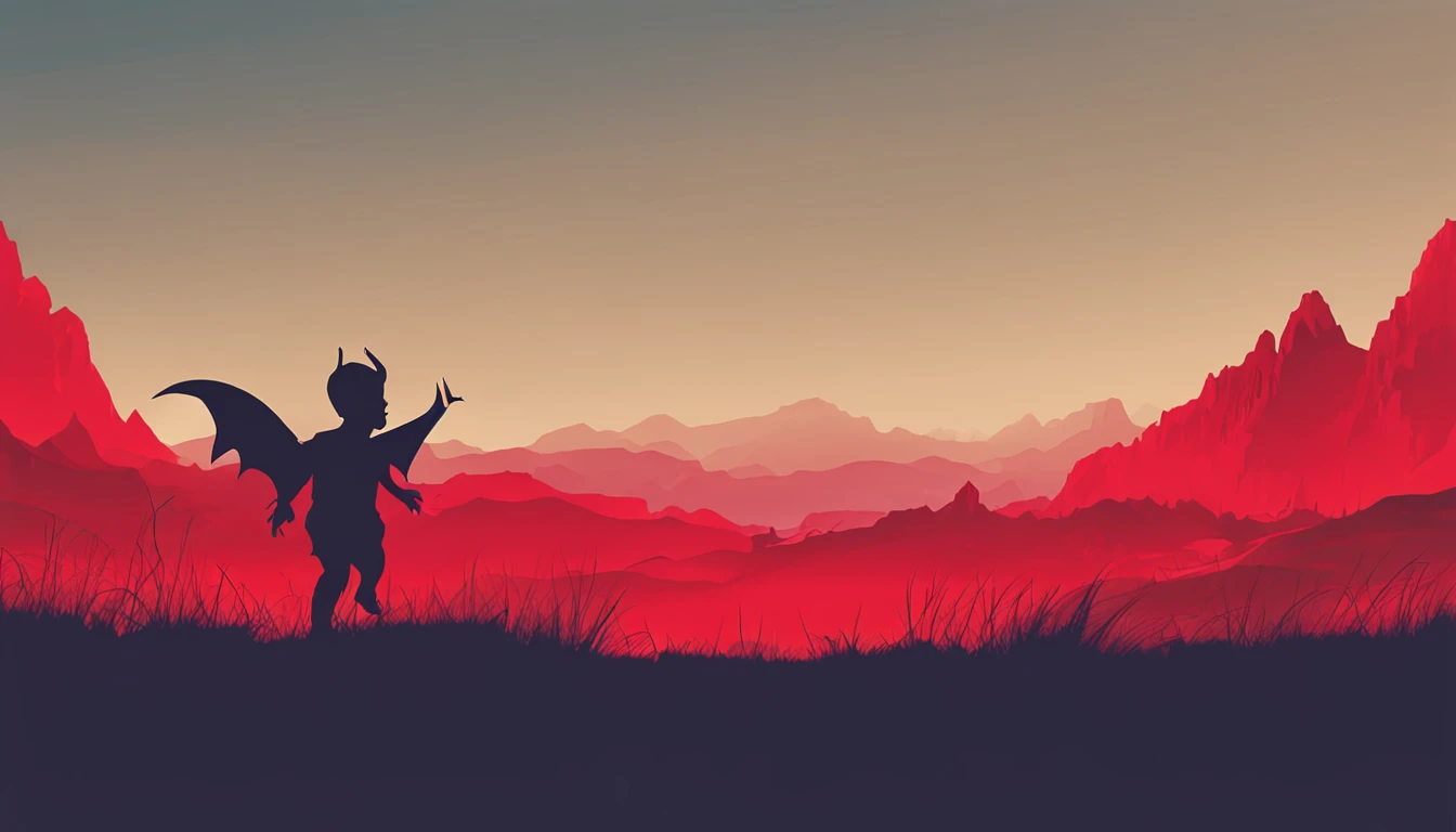 Silhouette human demon Red smile