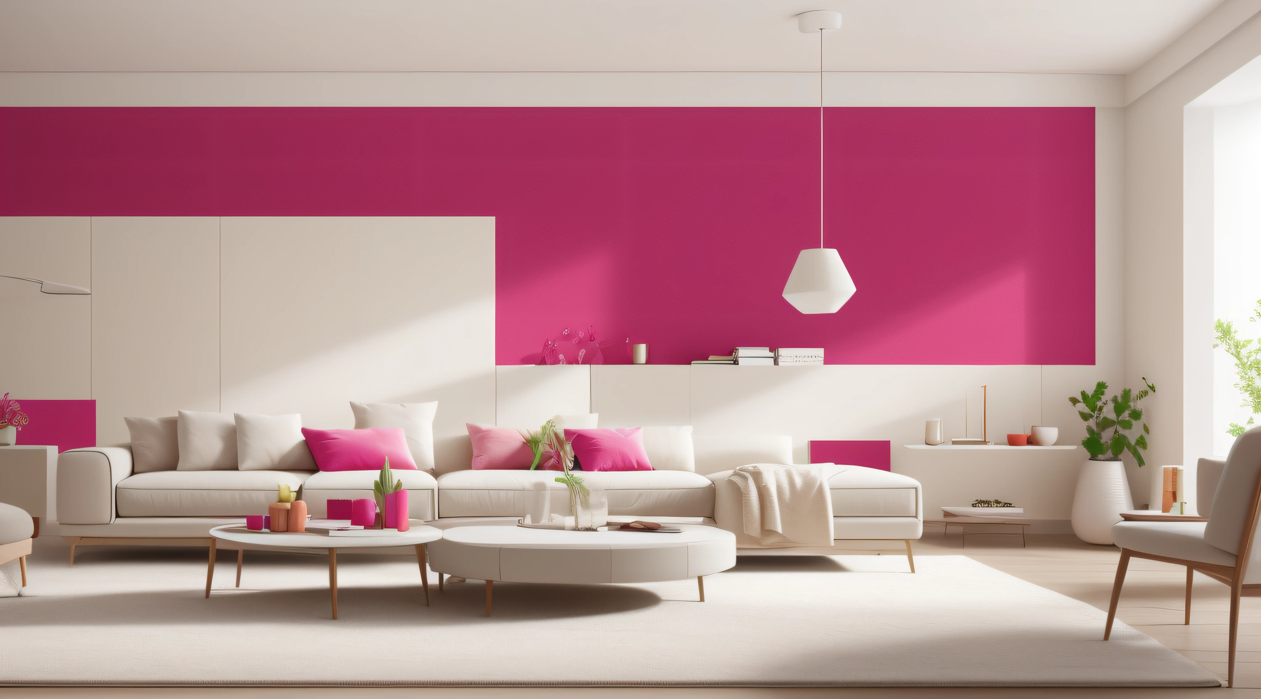 (A minimalist wall with a soothing Fuchsia Crayola color)