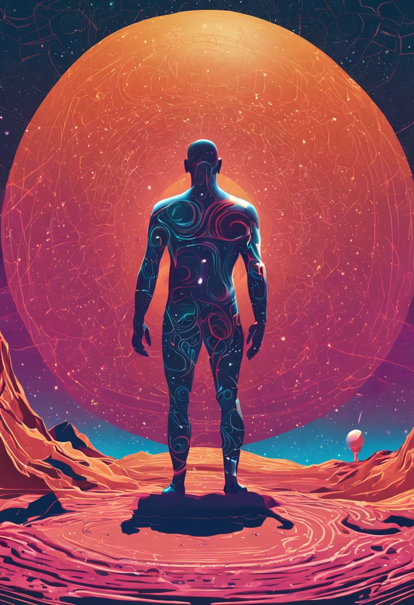 hombre en el centro,  en medio del universo cuerpo astral, Etheric atmosphere, Aurico