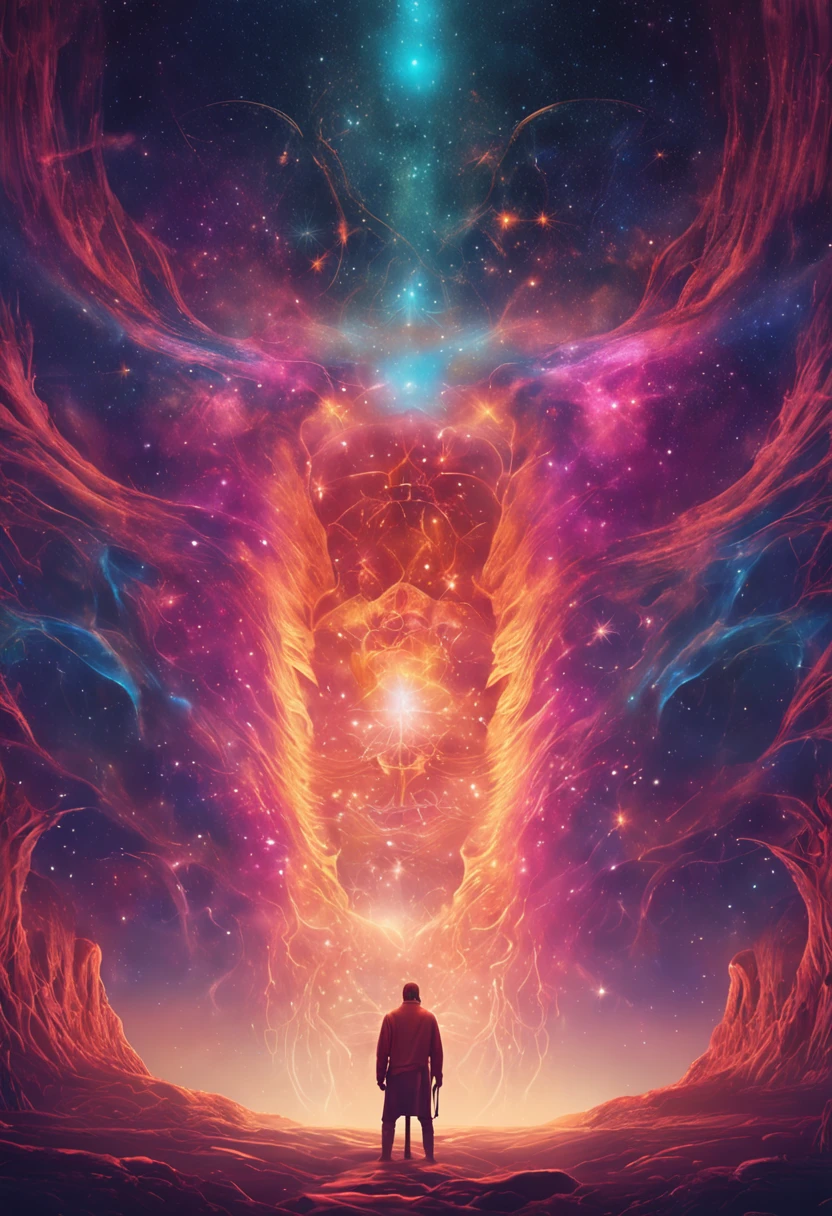 hombre mystico en medio del universo cuerpo astral, Etheric atmosphere, Aurico