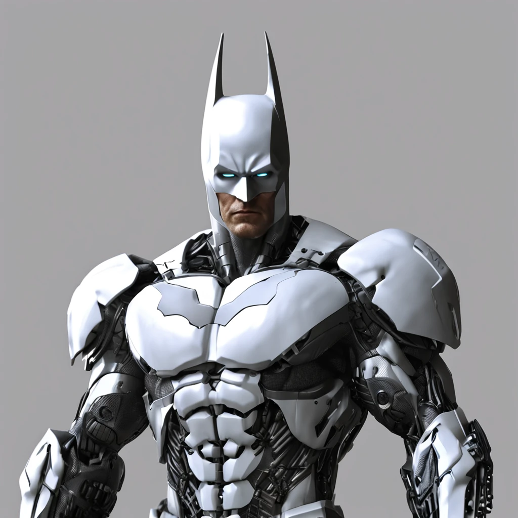 :Realistic White Batman focuses on advanced cybernetic masterpiece sets, sport, Aria, high high quality ::n_Style drawing, Low-quality defects, human - shaped, gaming console, anime big breast