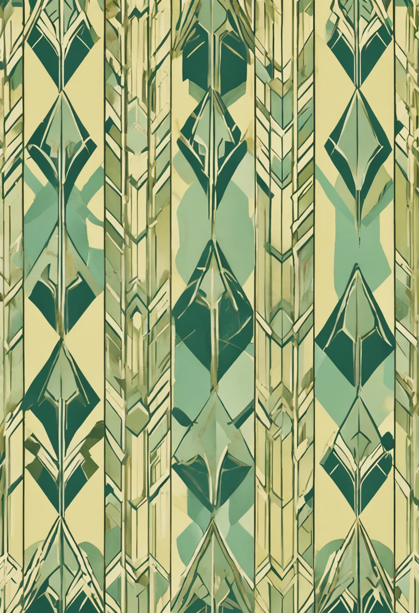 a close-up of a wall with a pattern of arrows on it, Art Deco stripe pattern, art nouveau wallpaper, Conception de papier peint, Art Deco model, painted pale yellow and green, inspired by Eugene Burnand, Contexte de Jugendstil, Papier peint jaunissant, 1920, 1 9 2 0, ( Art Deco ), 1 9th century, 19th century