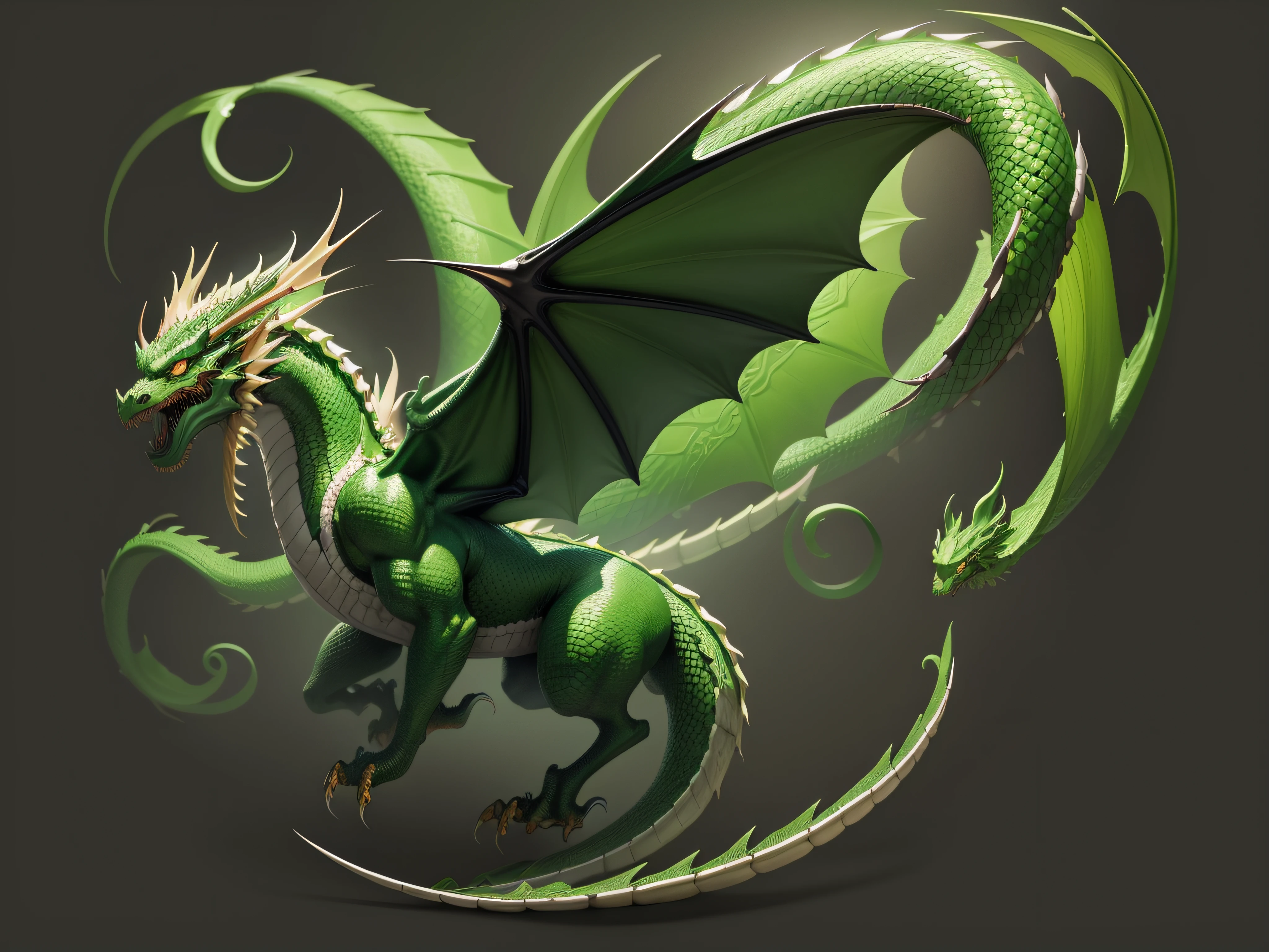 Green Dragon, chinese dragon concept art, Dragon Art,, Chinese Dragon, smooth chinese dragon, dragon design language, A dragon, Dragon tail, No wings