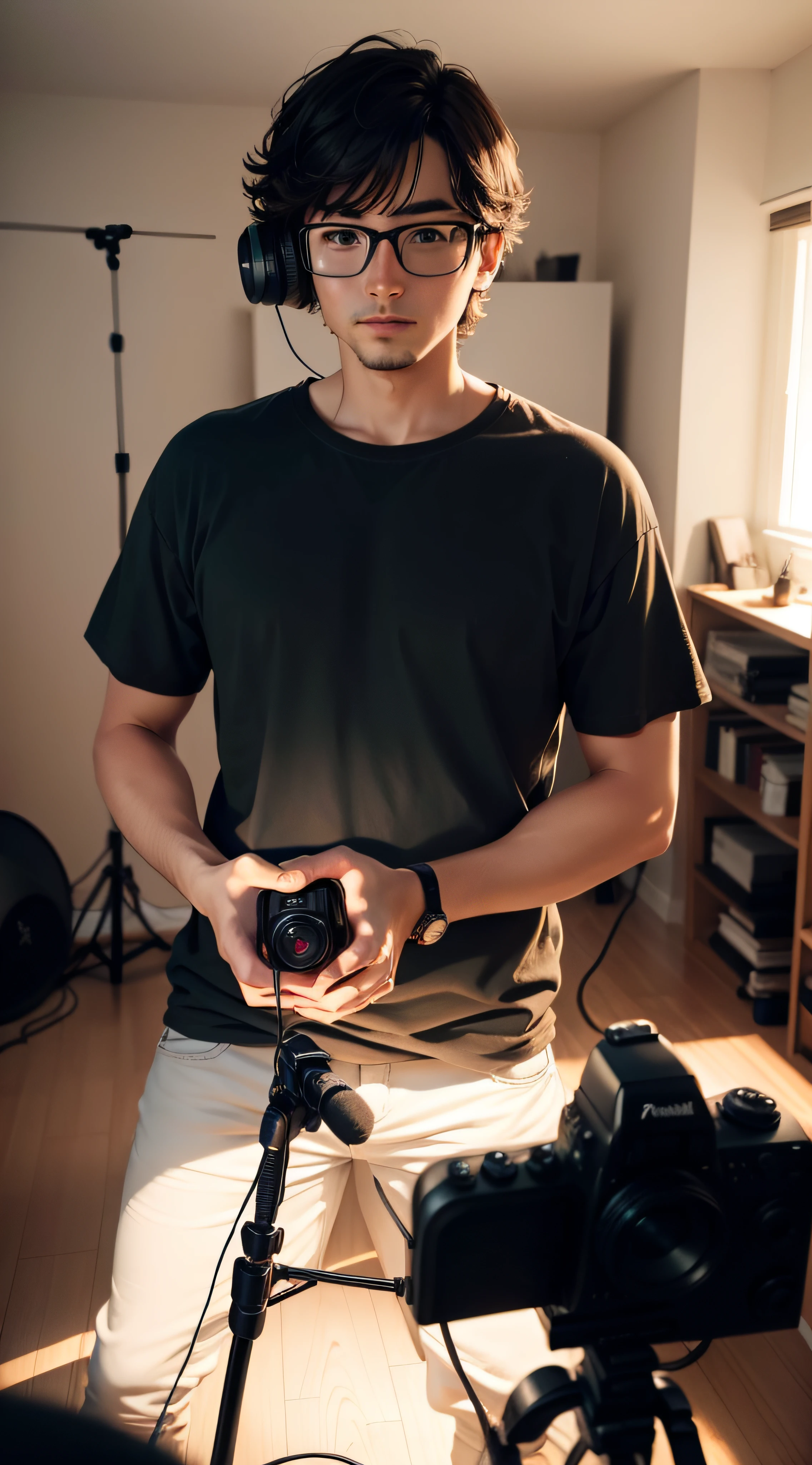 Person recording a video in a well-lit room