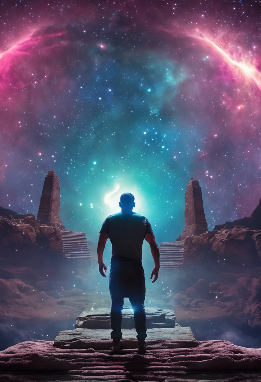 hombre en el centro, en medio del universo cuerpo astral, Etheric atmosphere, Aurico