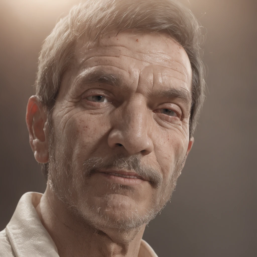 (Professional 3D rendering:1.3) de (Realistic:1.3) Foto de arte mais bonita do mundo, ((man possesses a face enriched by time and experience. Sua testa exibe rugas discretas, The result of numerous reflections. Sobrancelhas arqueadas ressaltam seus olhos castanhos escuros, profundos e perspicazes. O nariz reto e a boca suavemente curvada refletem serenidade. Uma barba bem cuidada, salpicada de prata, frames your jaw)), corpo inteiro 8k unidade render, action shot, poros da pele, very dark lighting, sombreamento pesado, circunstanciado, Rosto detalhado, (vibrante, fotogrdeia realista, Realistic, Dramatic, Escuro, foco nítido, 8k), (intrincado:1.4), decadente, (altamente detalhado:1.4), pintura digital, rendering by octane, art stations, Conceito-Arte, liso, foco nítido, illustration, germe da arte, (Loish:0.23), Wlop Ilya Kuvshinov, e Greg Rutkowski e Alphonse Mucha Gracias, (global ilumination, studiolight, Light Volumetric), chuva forte, floating particles, patife, fantasia, Onze, corpo inteiroesbian, ((Fundo escuro e antigo da cidade:1.3)),CGSesociedade,art stations