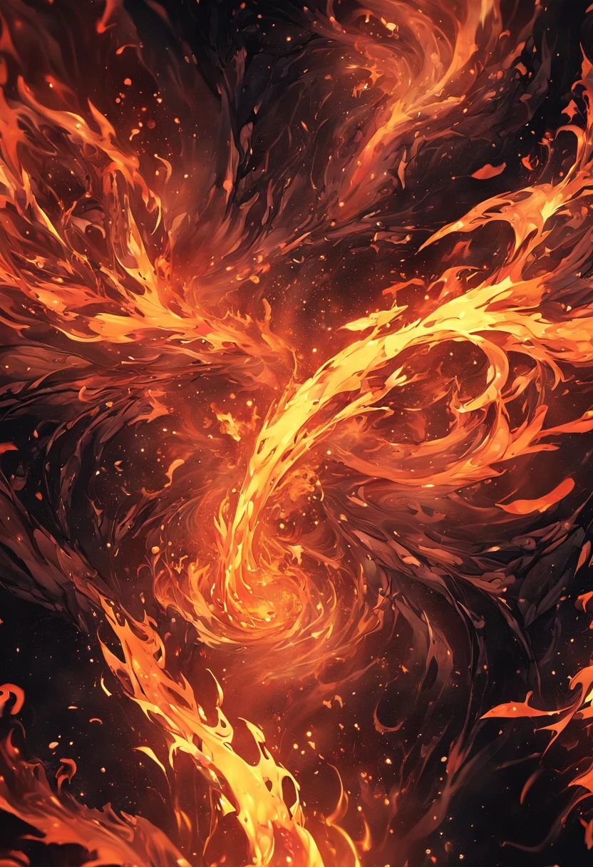 Fire closeup on black background and black background, flame fractal, Highly detailed generative art, Flame texture, intricate overlay flames imagery, Hell background, abstract paintings. 8K, fractal fire background, swirling flames in background, Paint pours smoke, swirling fire, digital art 4k unsettling, some smoke and fire, houdini algorithm generative art，fluids