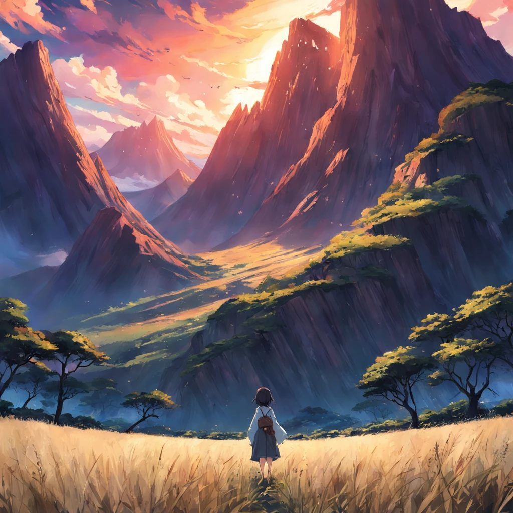 A poor and desolate mountain scene in Aba State。Rolling mountains,The land is barren,The trees are sparse,A desolate sight。