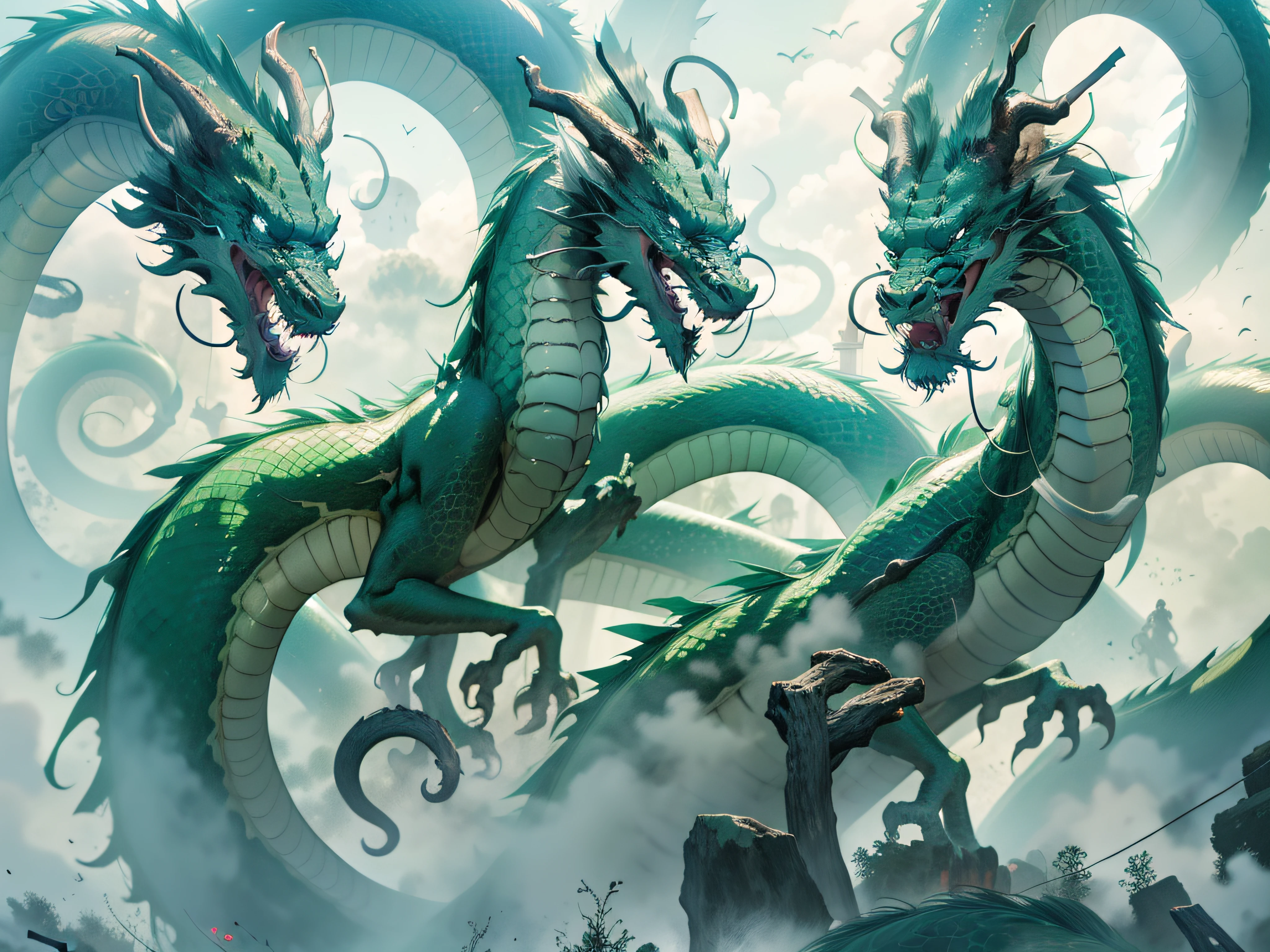 Green Dragon, chinese dragon concept art, Dragon Art,, Chinese Dragon, smooth chinese dragon, dragon design language, A dragon, Dragon tail, No wings