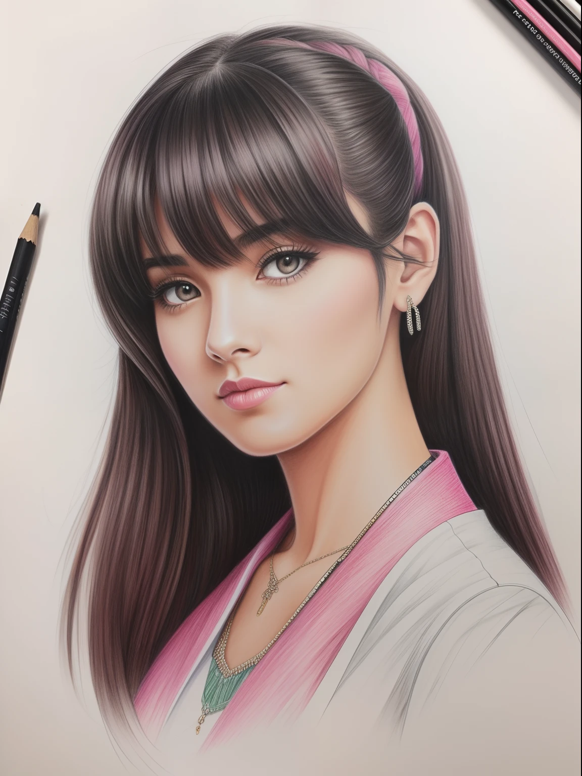 Hidgly detailed pencil color sketch of Lisa Black Pink